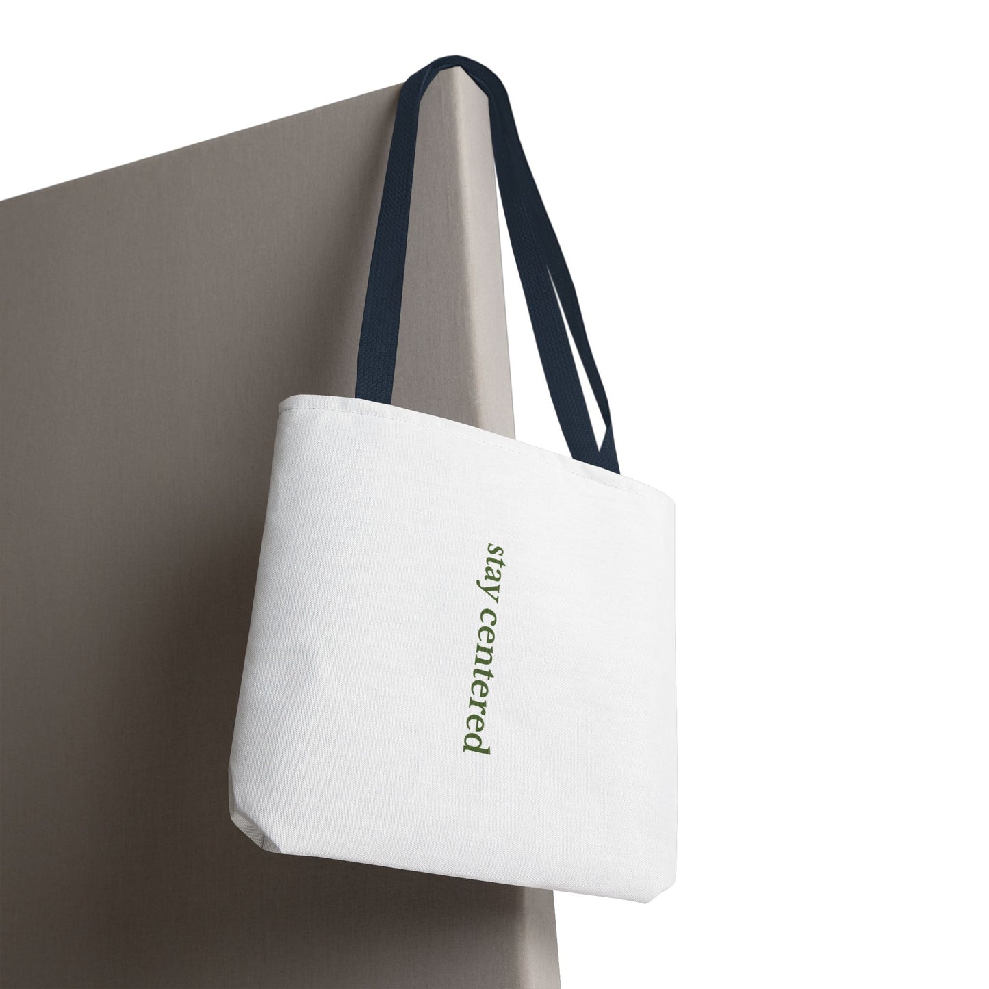 Stay Centered Minimalist Tote Bag – Neutral Wellness Aesthetic Canvas Tote | Sage Green Modern Everyday Carryall