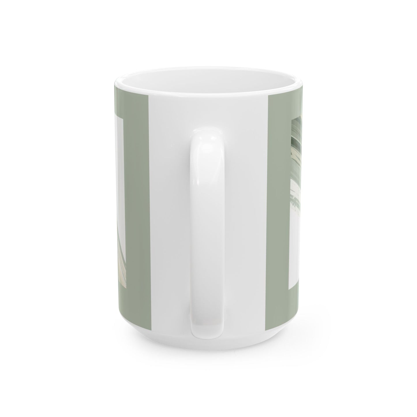 Sea Glass Drift Abstract Wave Mug – Coastal Sage Green Ceramic Coffee Cup | Minimalist Ocean Aesthetic Mug