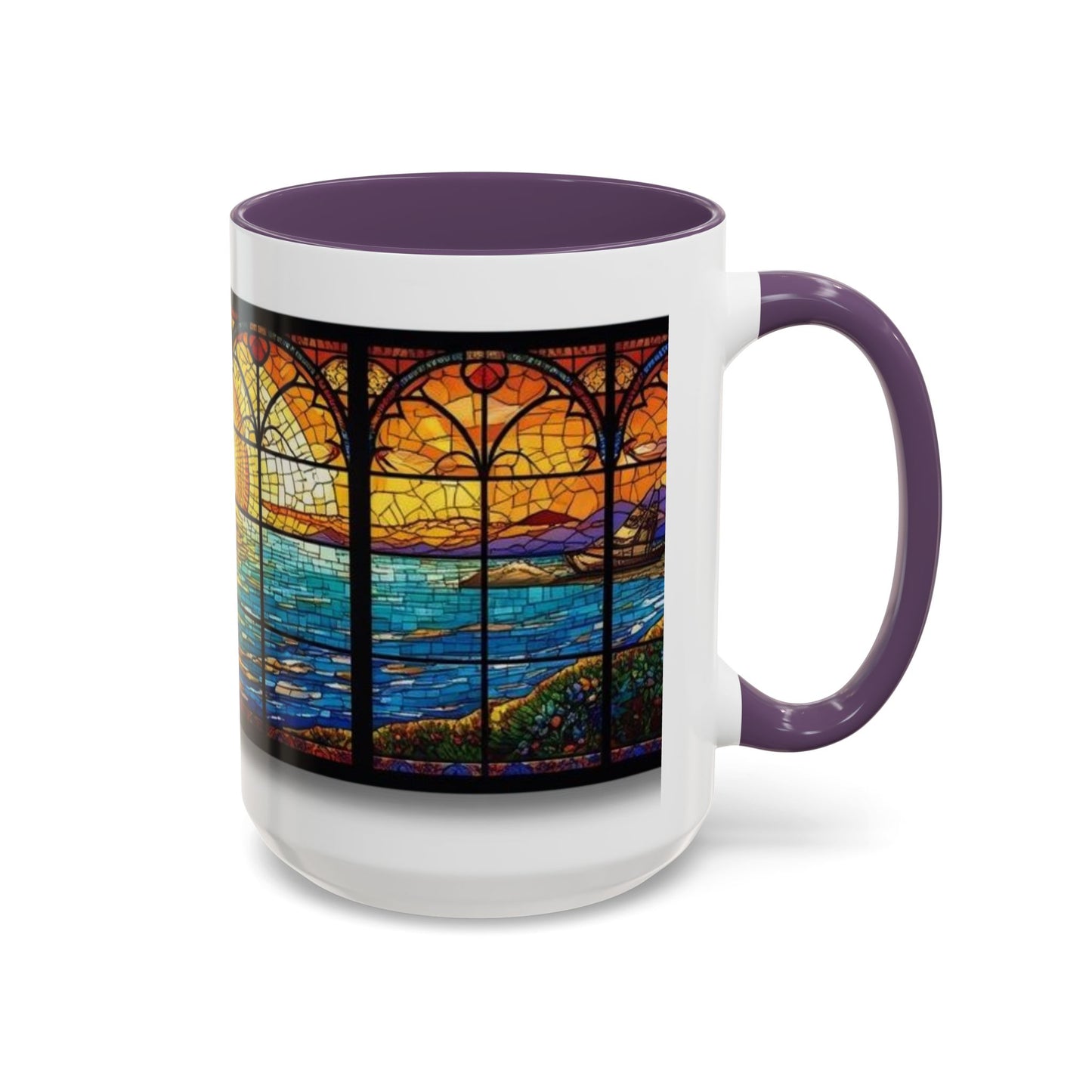 Stained Glass Ocean Sunset Mug – 15oz