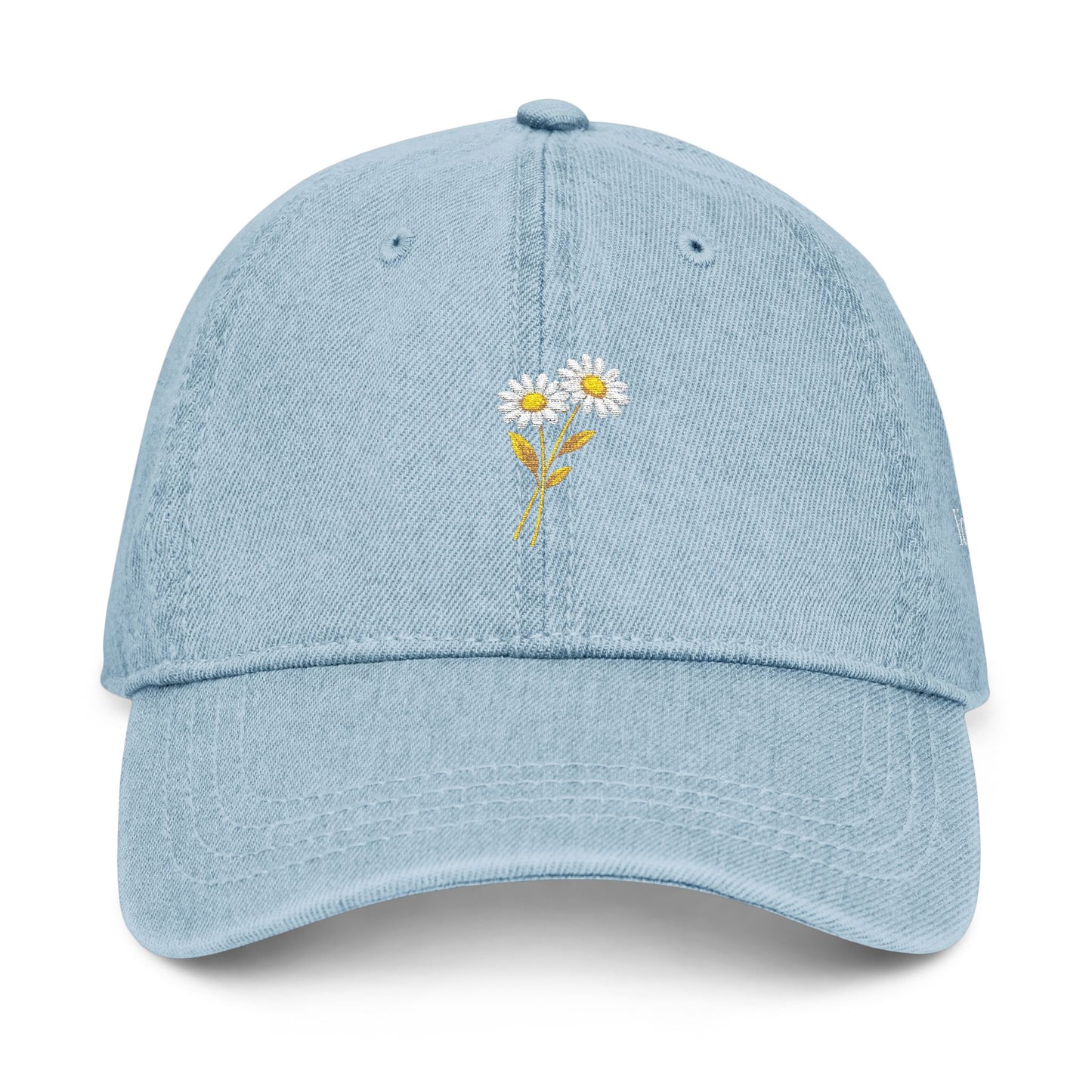 Personalized Minimal Daisy Embroidered Denim Hat for Everyday Wear