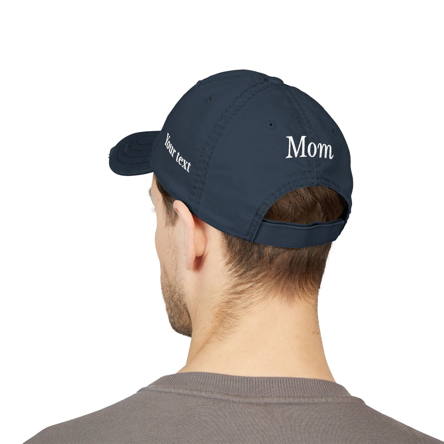 Embroidered Distressed Dad Hat — Bleeding Heart Floral with “Mom” Back
