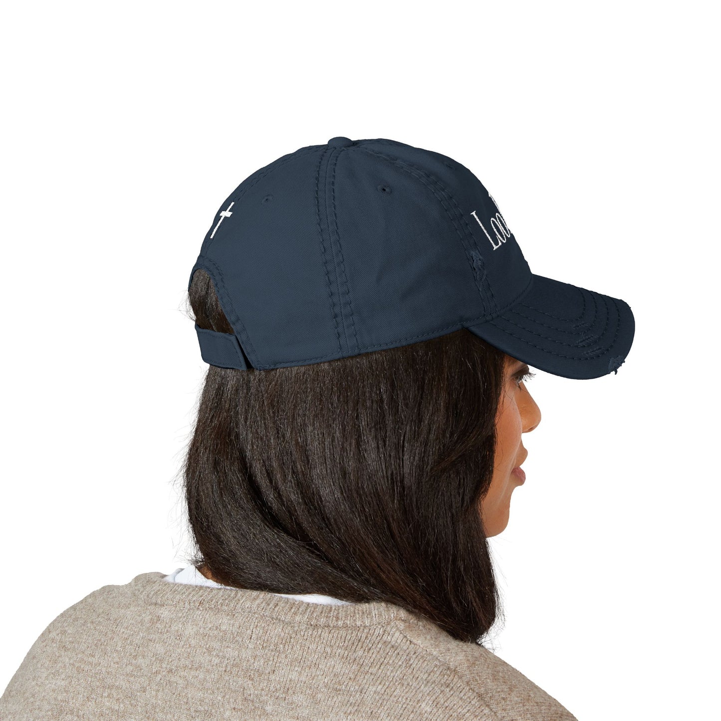 Look Up Cross distressed Dad Hat Embroidered Faith Cap