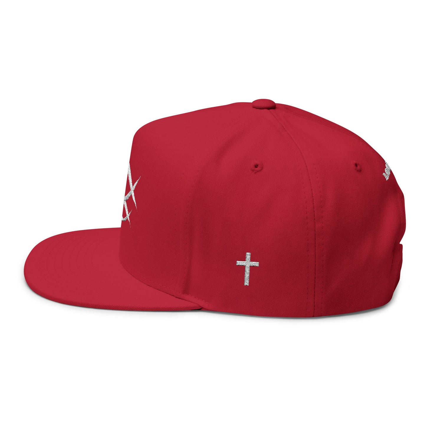 Christian Fish Embroidered Flat Bill Cap — "Look Up" Snapback