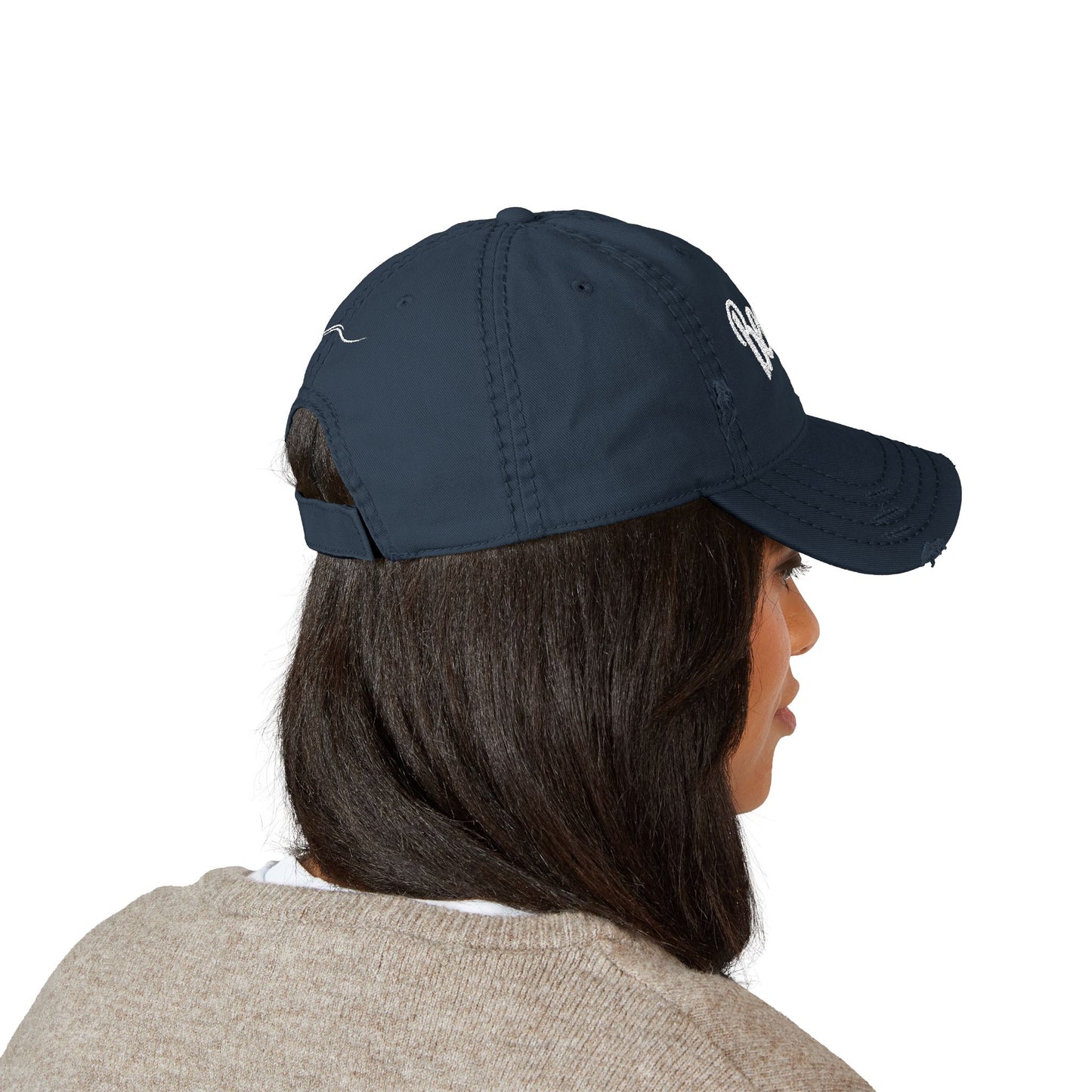 Beach Embroidered Distressed Dad Hat — Vintage Washed Baseball Cap