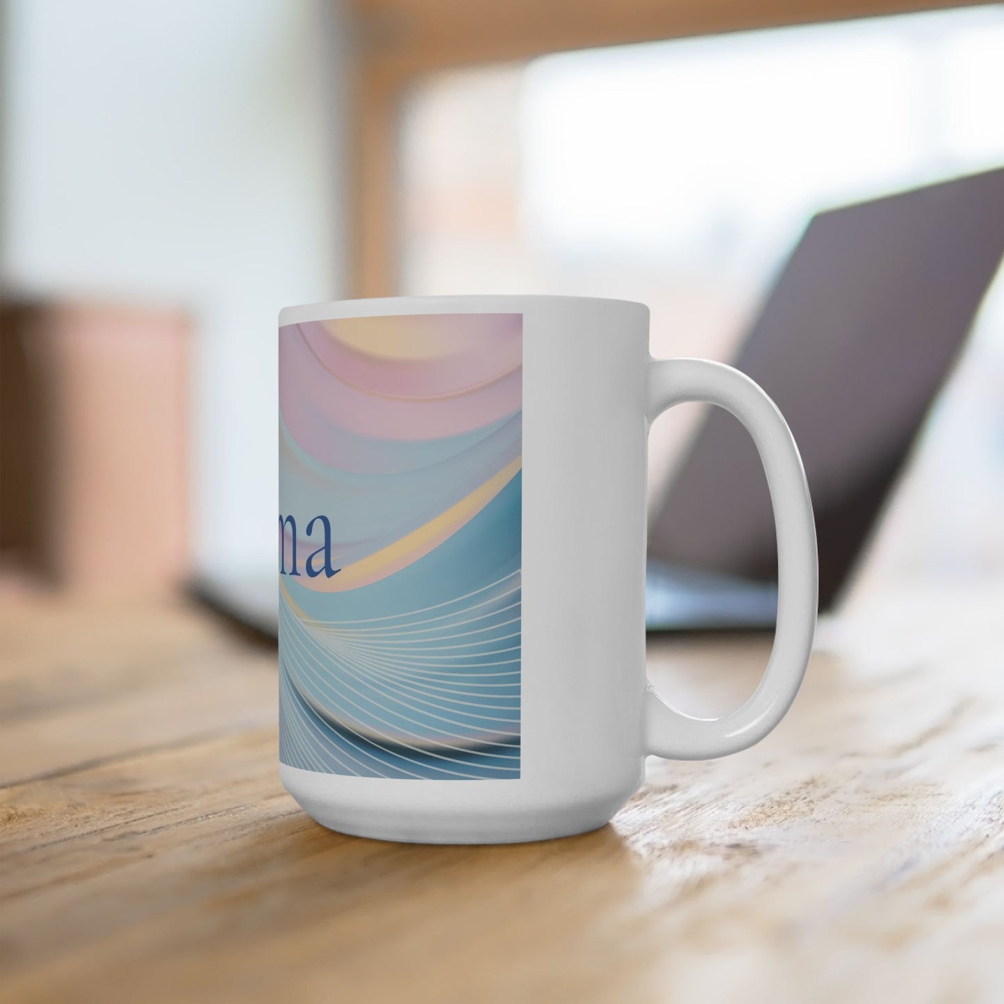 Pastel Swirl Mama Ceramic Mug – Soft Mother's Day Ceramic Coffee Cup (15oz)