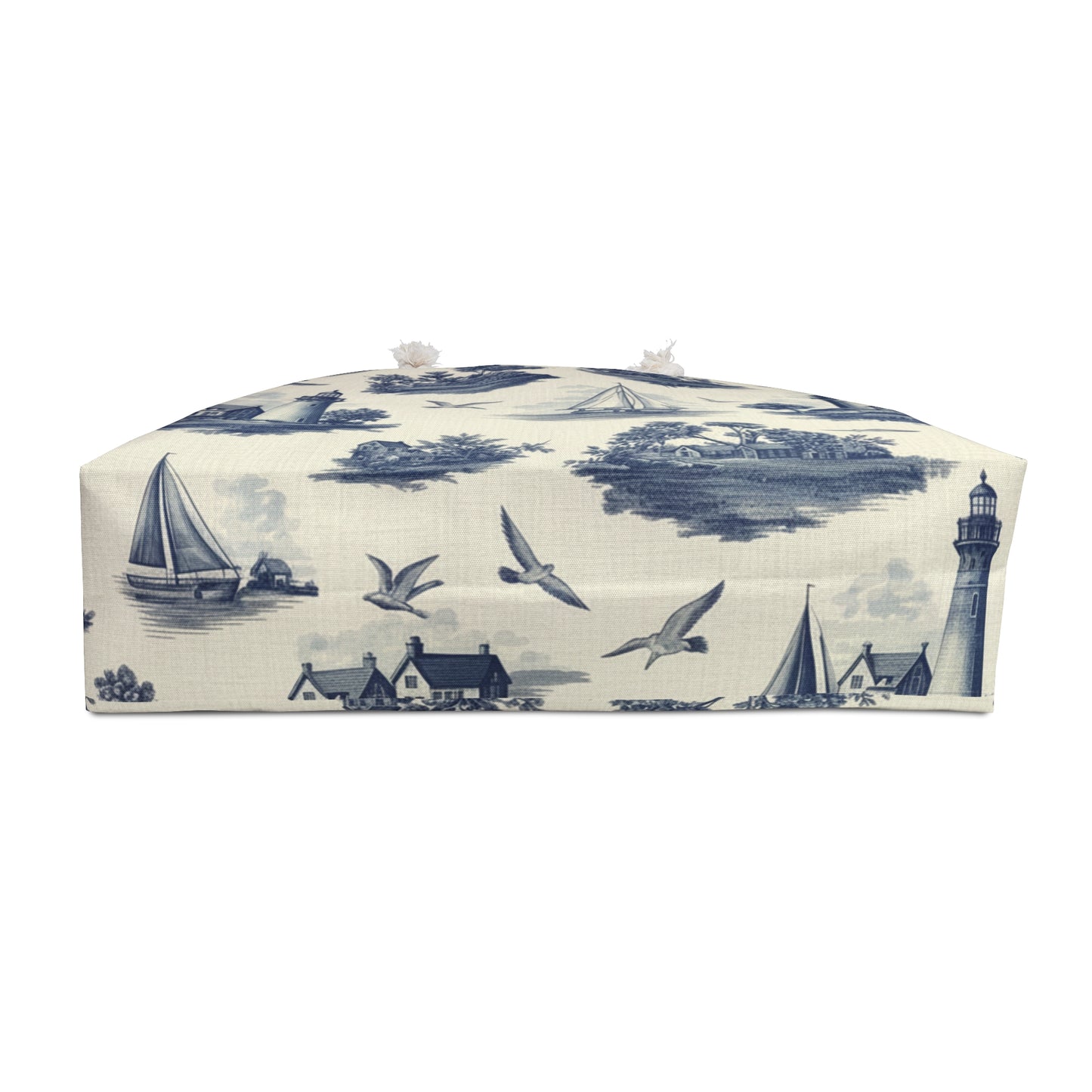 New England Coastal Heritage Weekender Bag | Vintage Blue & Ivory Travel Tote