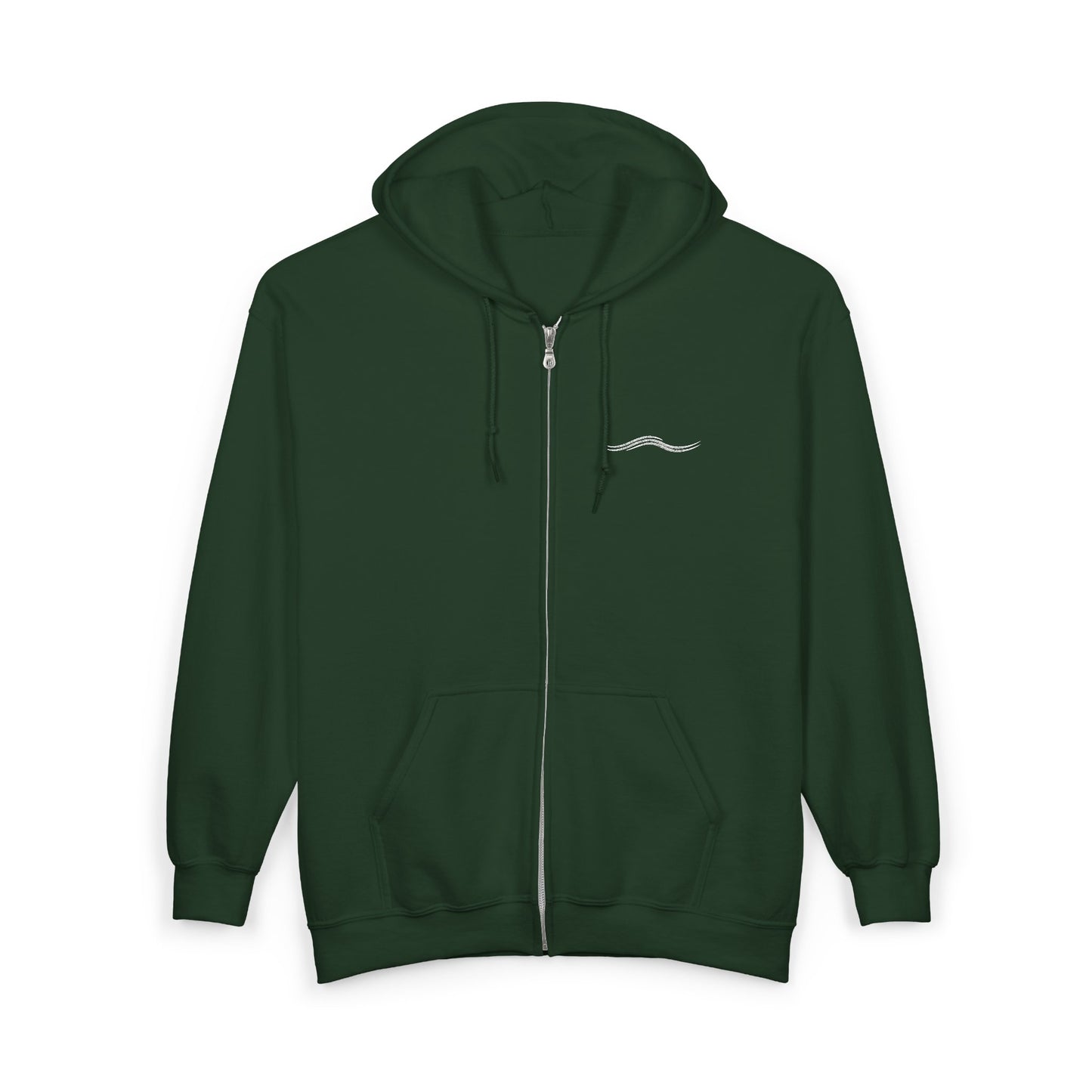Minimal Wave Zip Hoodie — Subtle Coastal Graphic Full-Zip Sweatshirt