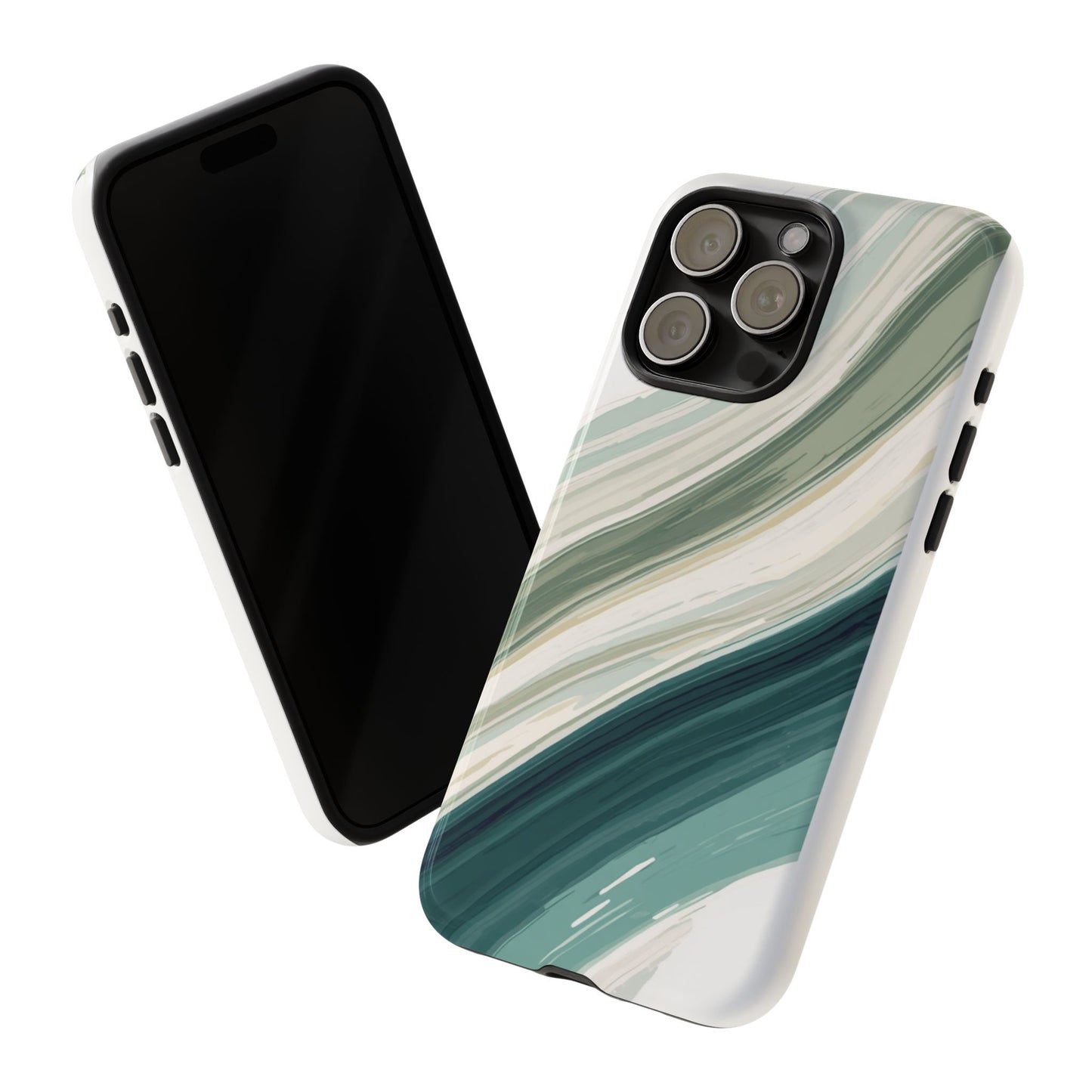 Sea Glass Drift Phone Case – Coastal Abstract Ocean Waves iPhone Case | Sage Green Minimalist Protective Cover