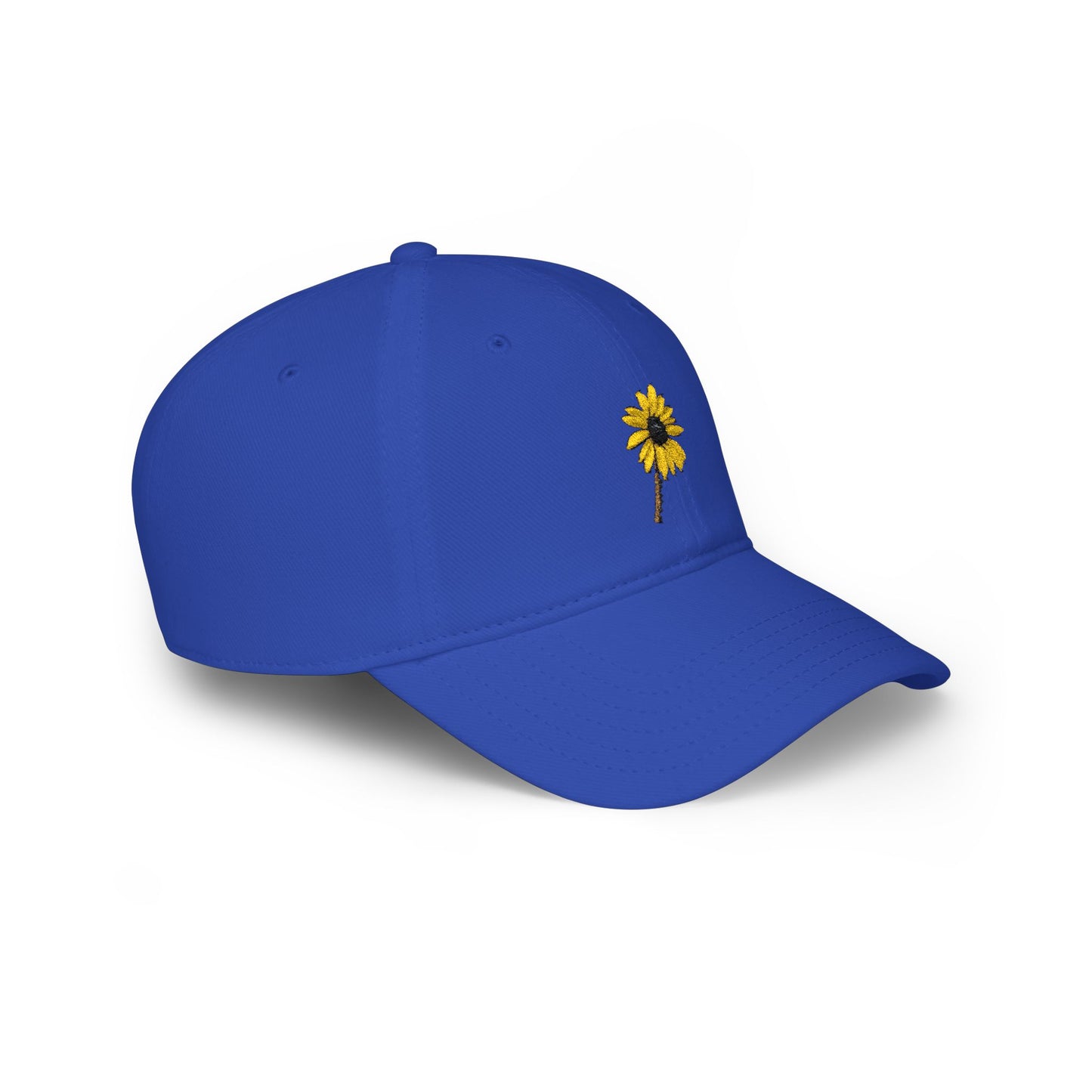 Black-Eyed Susan Mom Cap — Low Profile Baseball Hat, with Embroidered flower front and Mom text back