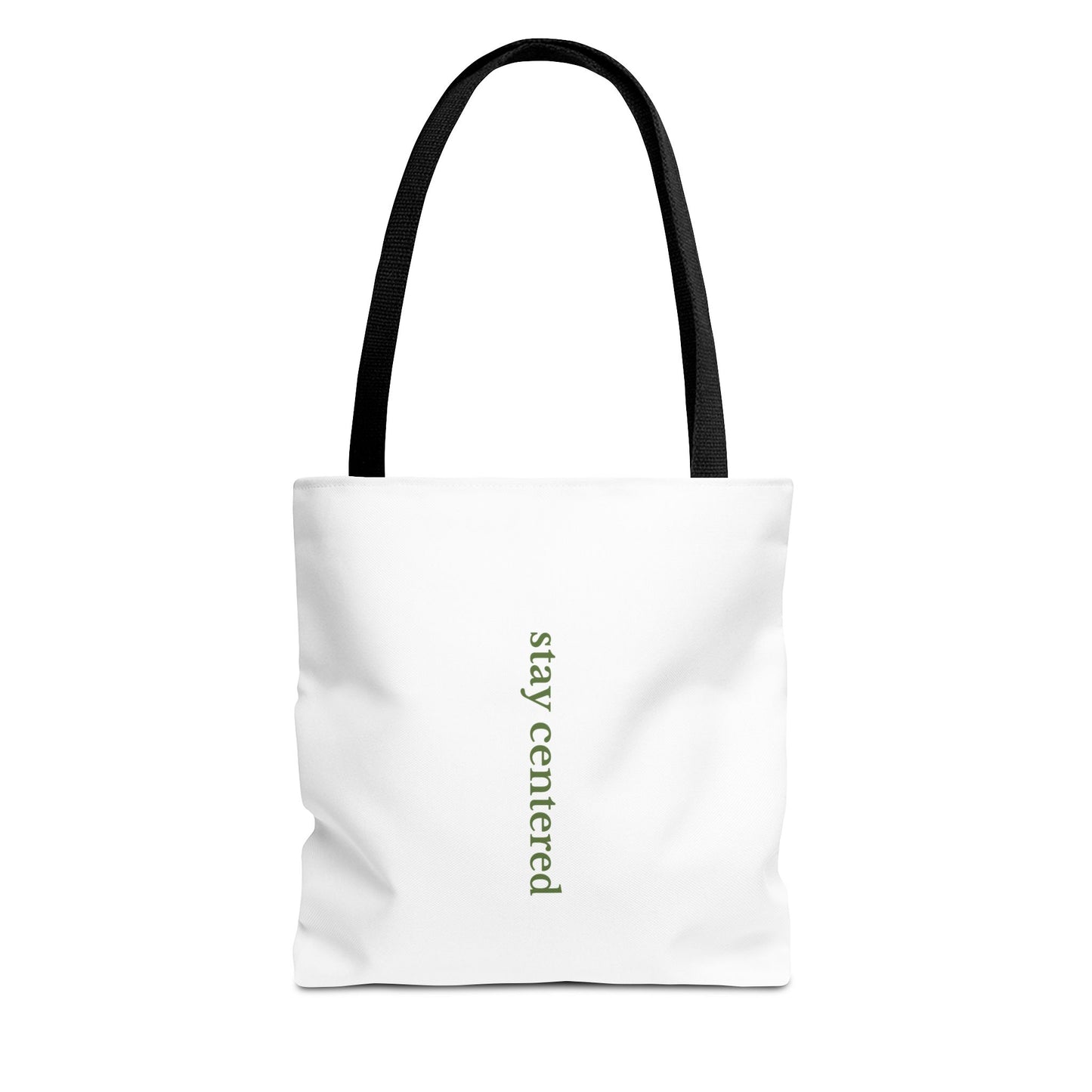 Stay Centered Minimalist Tote Bag – Neutral Wellness Aesthetic Canvas Tote | Sage Green Modern Everyday Carryall