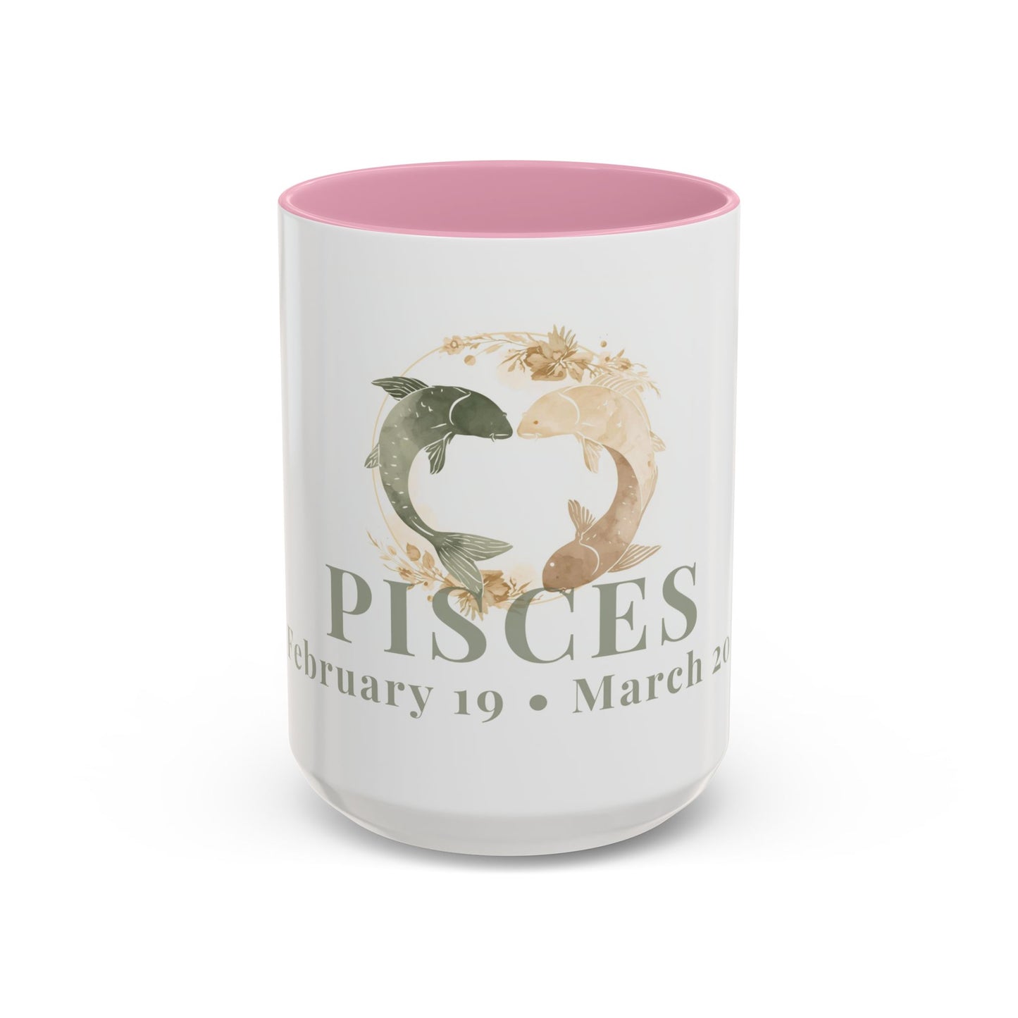 Pisces Zodiac Mug - February 19 - March 20 Astrology Coffee Cup - Two flowing fish Zodiac Sign Mug - 15 oz.