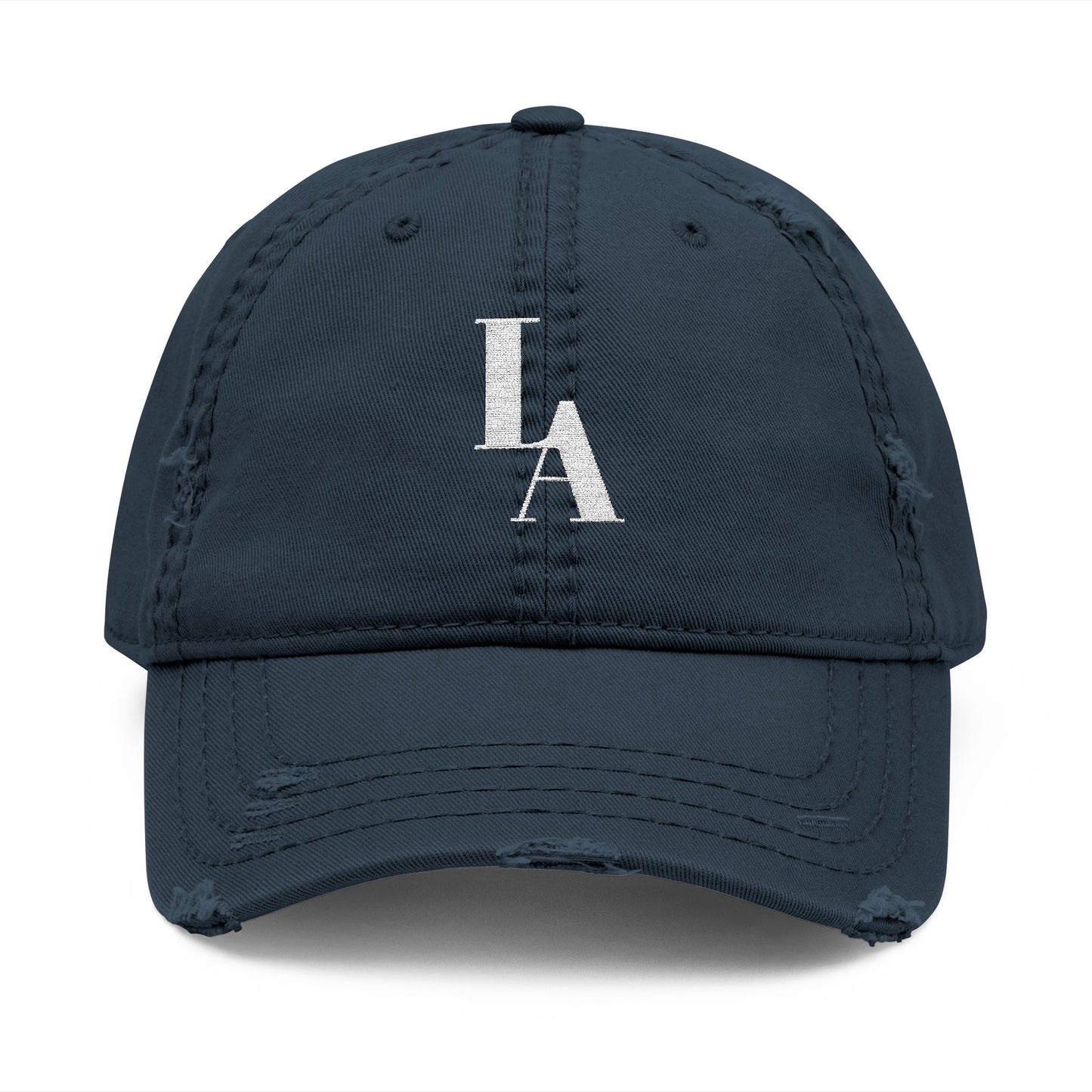 LA Monogram Distressed Dad Hat (Embroidery) Minimalist Faith Hat with Cross/Vintage Style Cap
