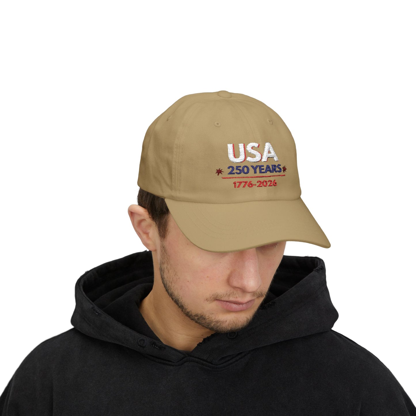 USA 250 Years Embroidered Classic Dad Cap | 1776–2026 Patriotic Anniversary Hat