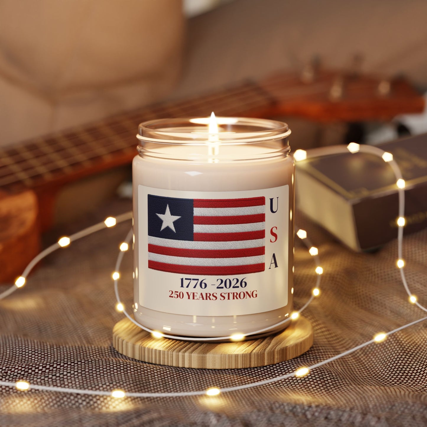 USA 250 Years Strong Scented Soy Candle | Patriotic Flag Candle | 1776–2026 Americana Decor
