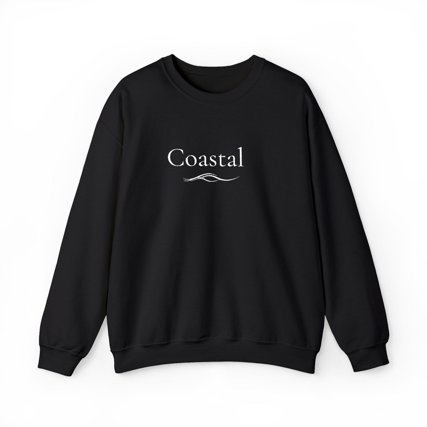 Coastal Crewneck Sweatshirt — Minimal Nautical Wave Graphic