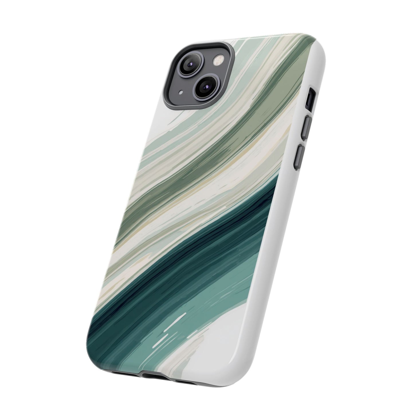 Sea Glass Drift Phone Case – Coastal Abstract Ocean Waves iPhone Case | Sage Green Minimalist Protective Cover