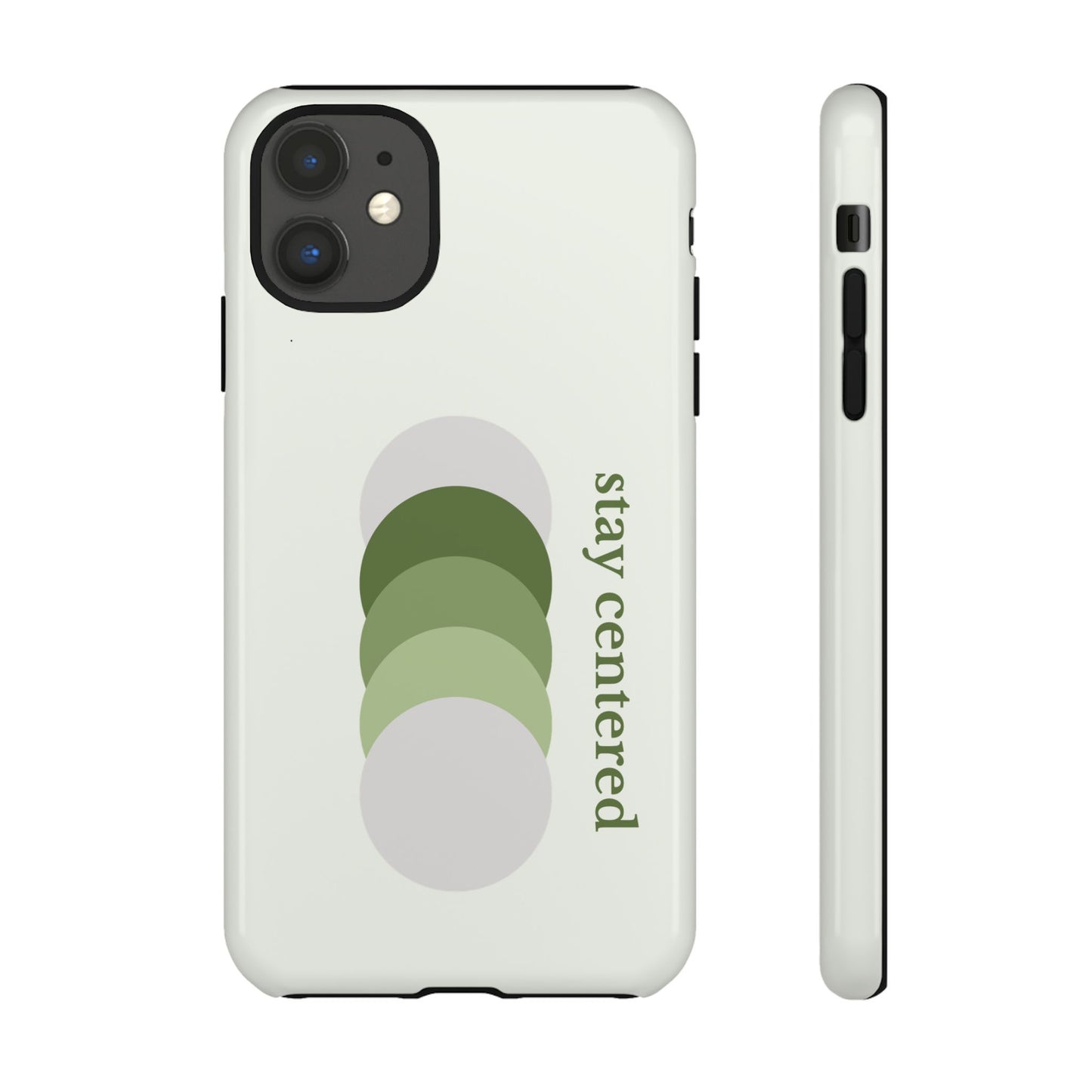 Stay Centered Minimalist Phone Case – Sage Green Wellness Aesthetic iPhone Case | Modern Neutral Protective Cover