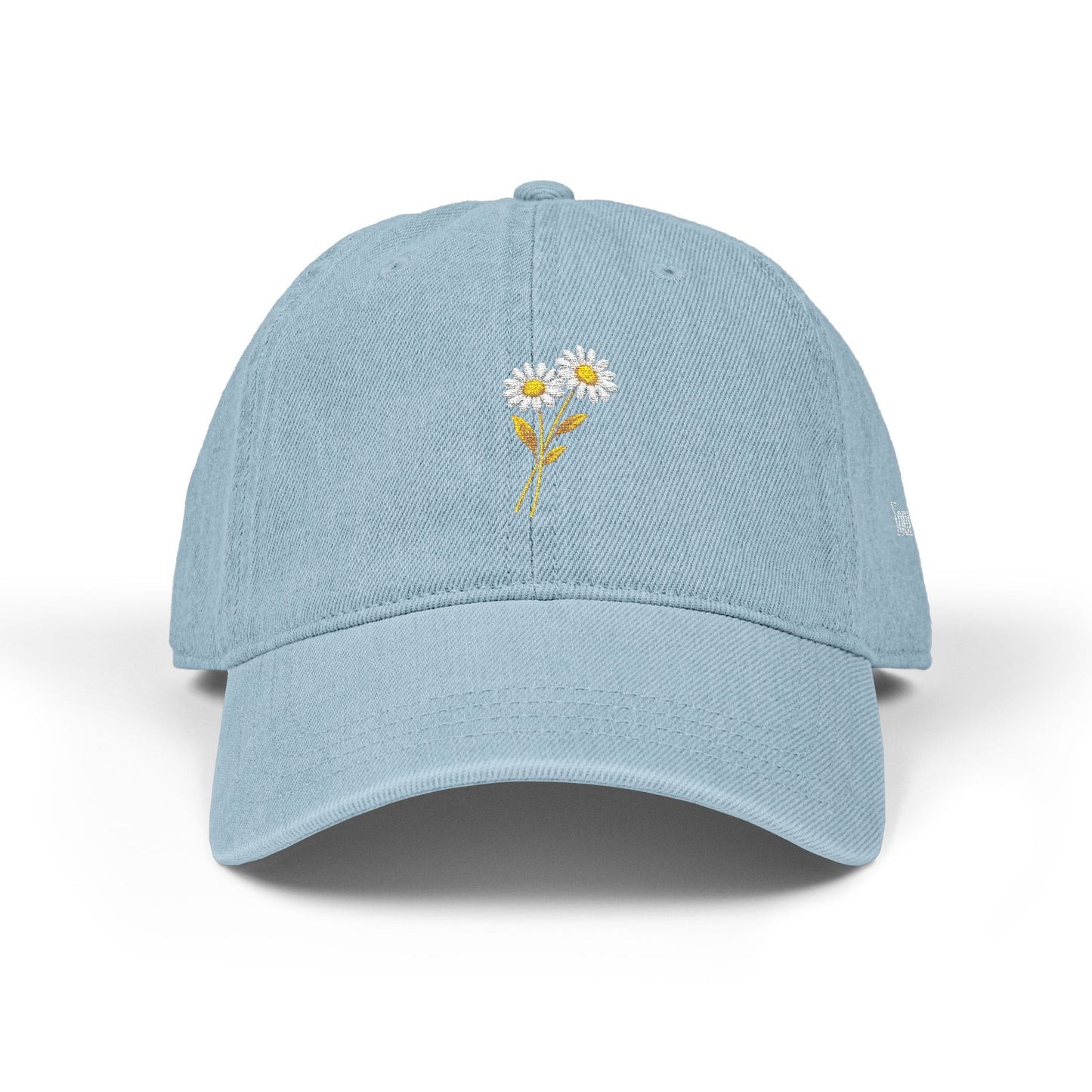Personalized Minimal Daisy Embroidered Denim Hat for Everyday Wear