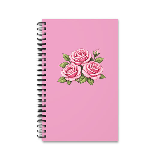 Pink Rose Floral Spiral Journal