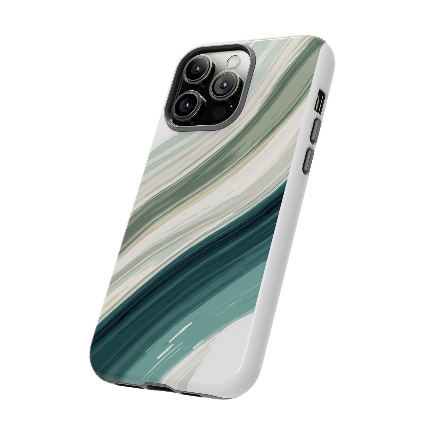 Sea Glass Drift Phone Case – Coastal Abstract Ocean Waves iPhone Case | Sage Green Minimalist Protective Cover