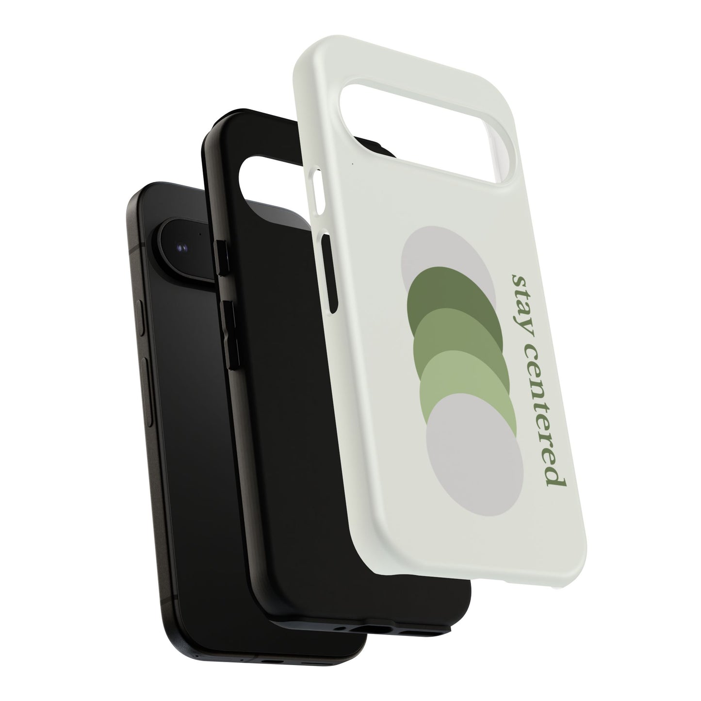 Stay Centered Minimalist Phone Case – Sage Green Wellness Aesthetic iPhone Case | Modern Neutral Protective Cover