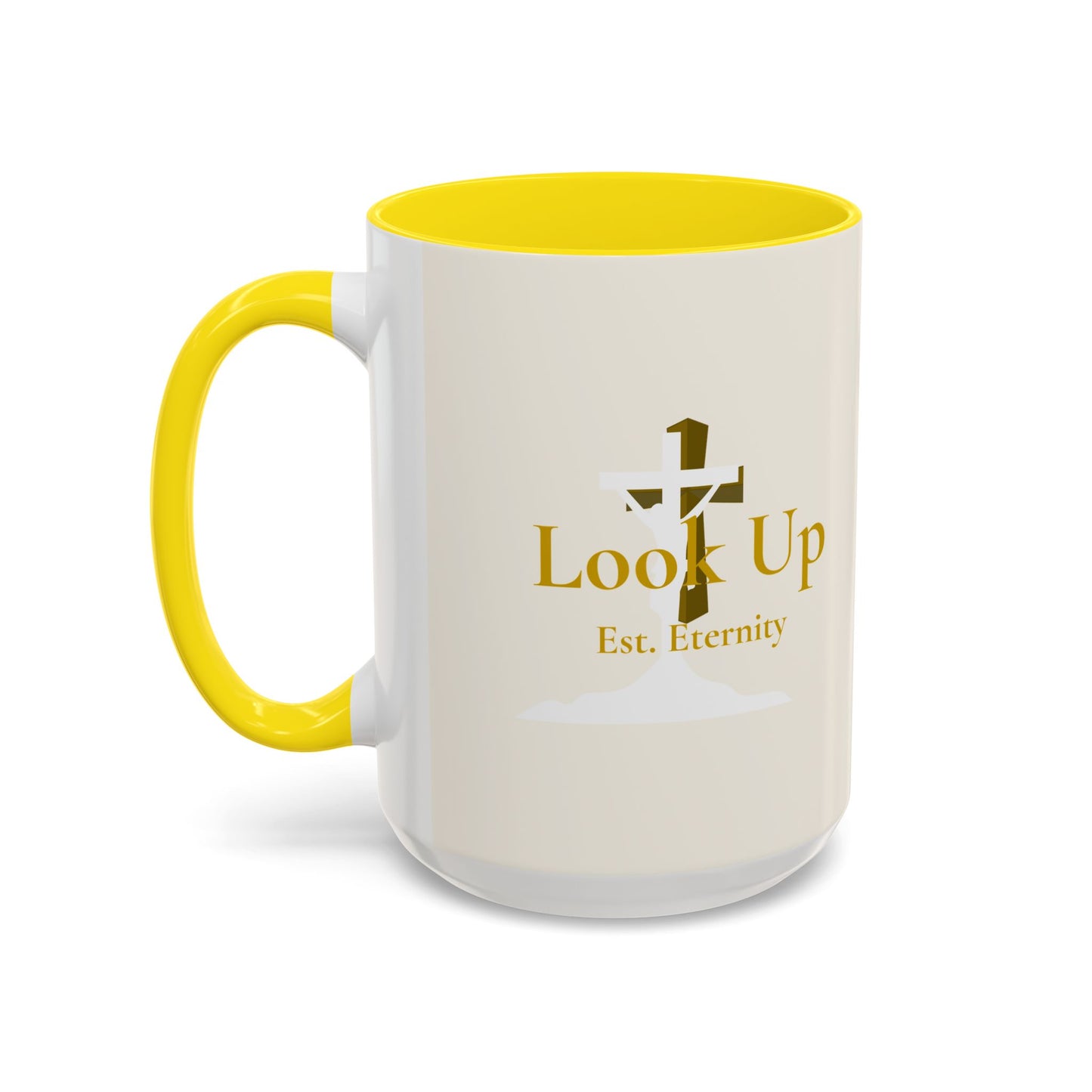 Look Up Est. Eternity Accent Coffee Mug with Cross – 11 oz & 15 oz