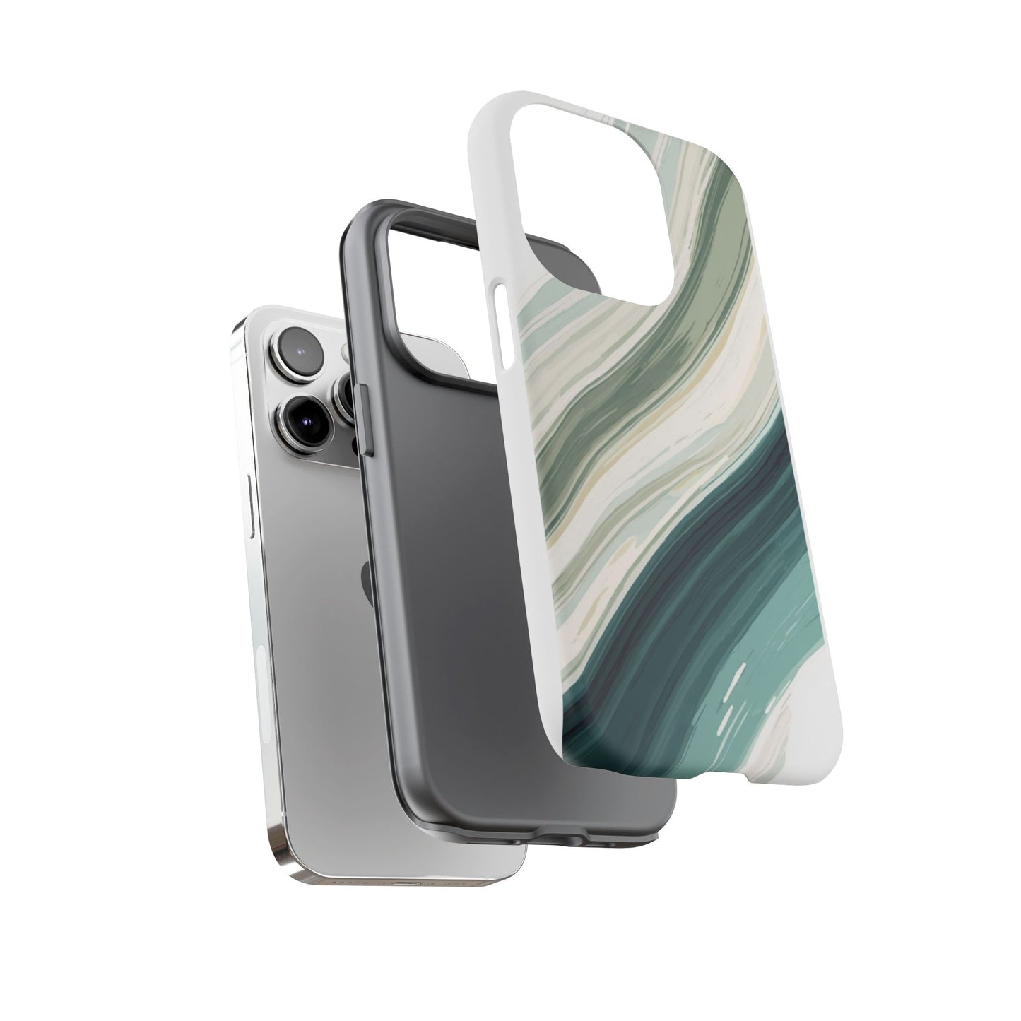 Sea Glass Drift Phone Case – Coastal Abstract Ocean Waves iPhone Case | Sage Green Minimalist Protective Cover