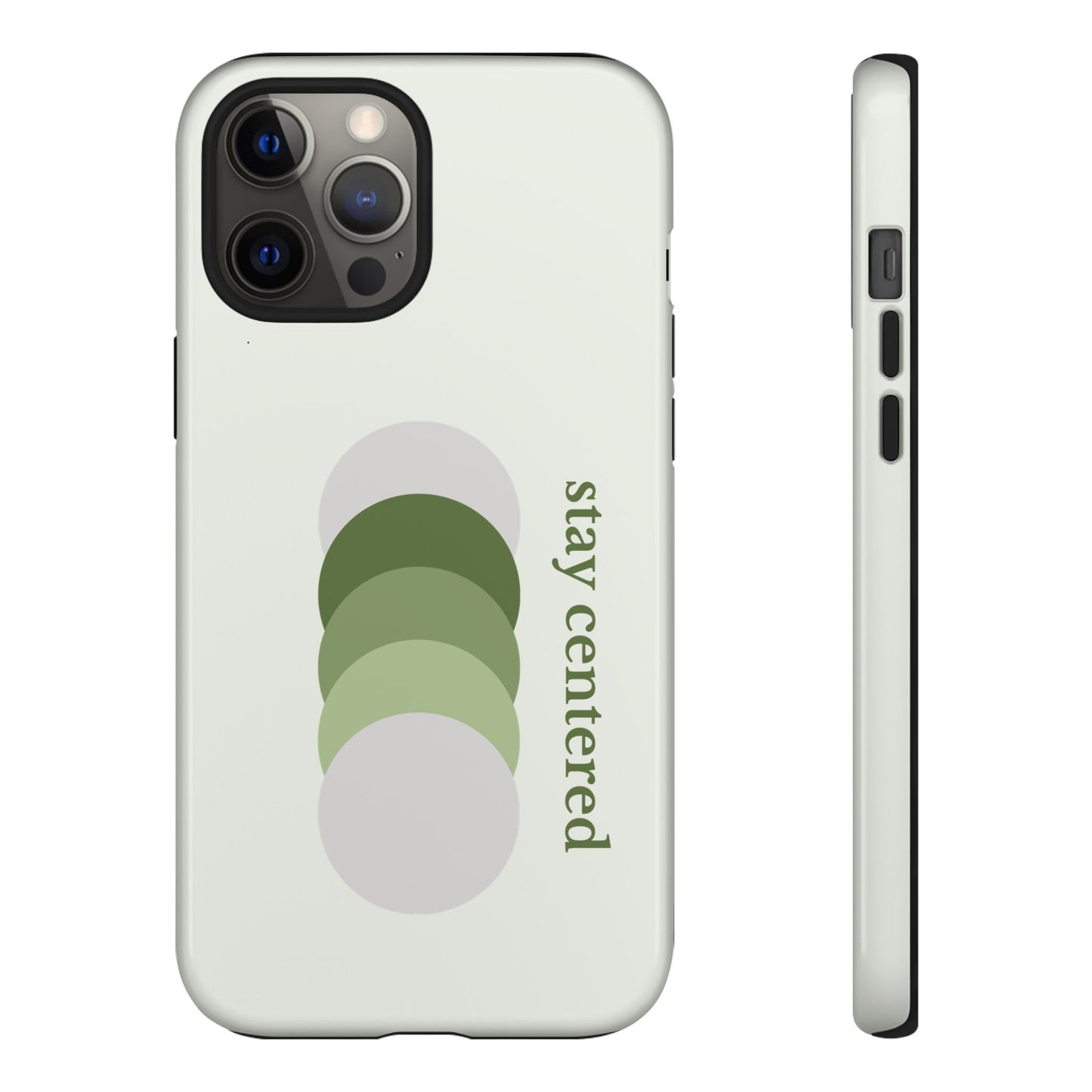 Stay Centered Minimalist Phone Case – Sage Green Wellness Aesthetic iPhone Case | Modern Neutral Protective Cover