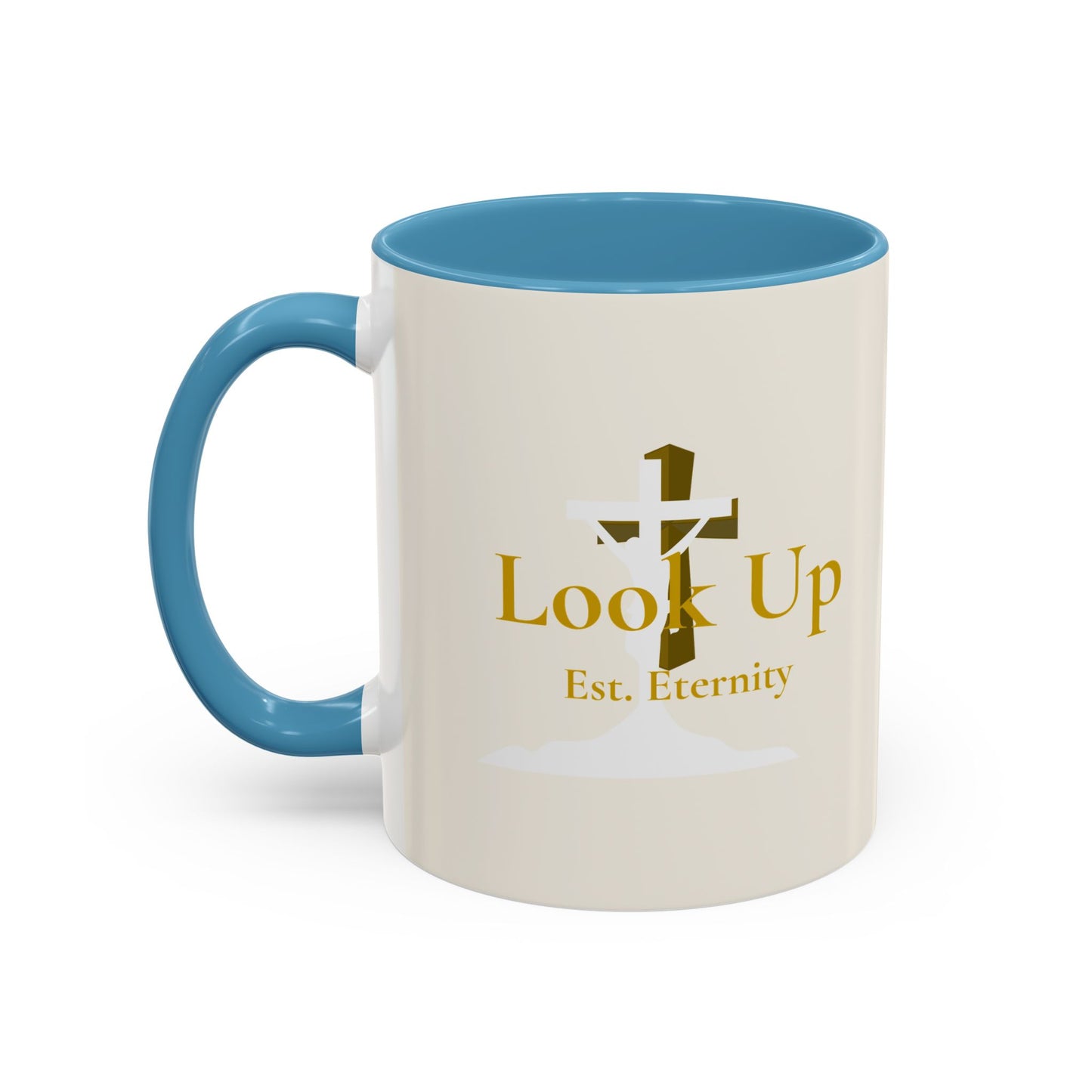 Look Up Est. Eternity Accent Coffee Mug with Cross – 11 oz & 15 oz