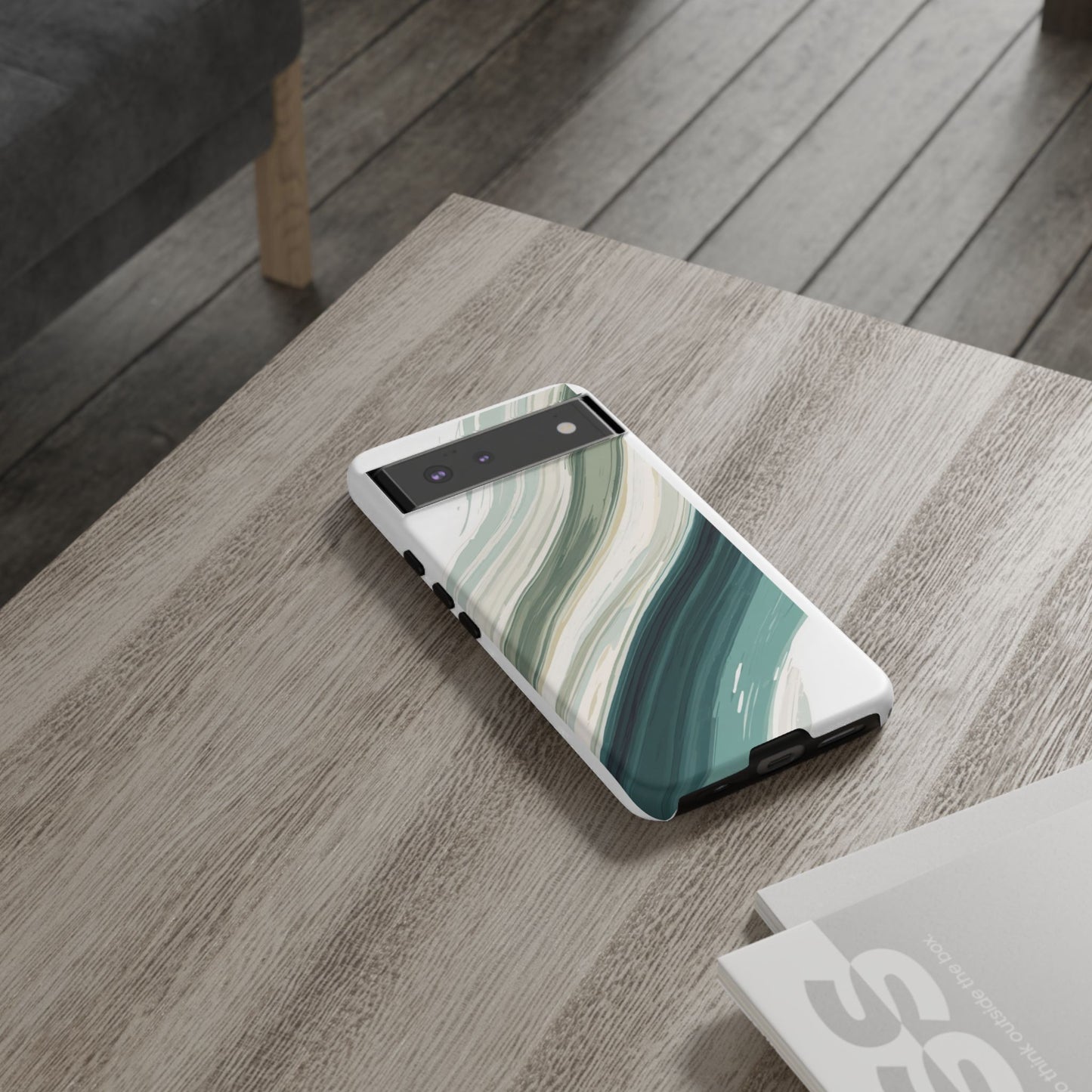 Sea Glass Drift Phone Case – Coastal Abstract Ocean Waves iPhone Case | Sage Green Minimalist Protective Cover