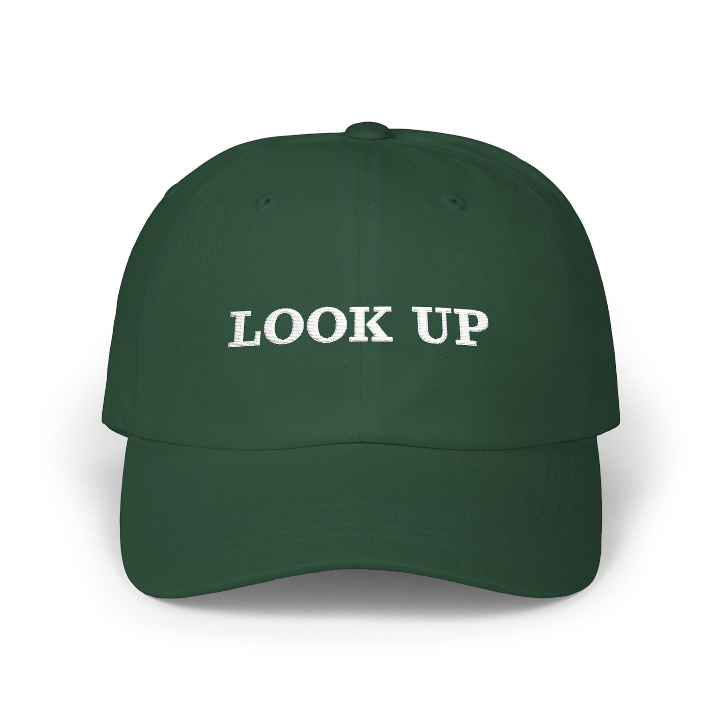 Look Up embroidered Dad Hat-Inspirational Cap with Double fish symbol on back
