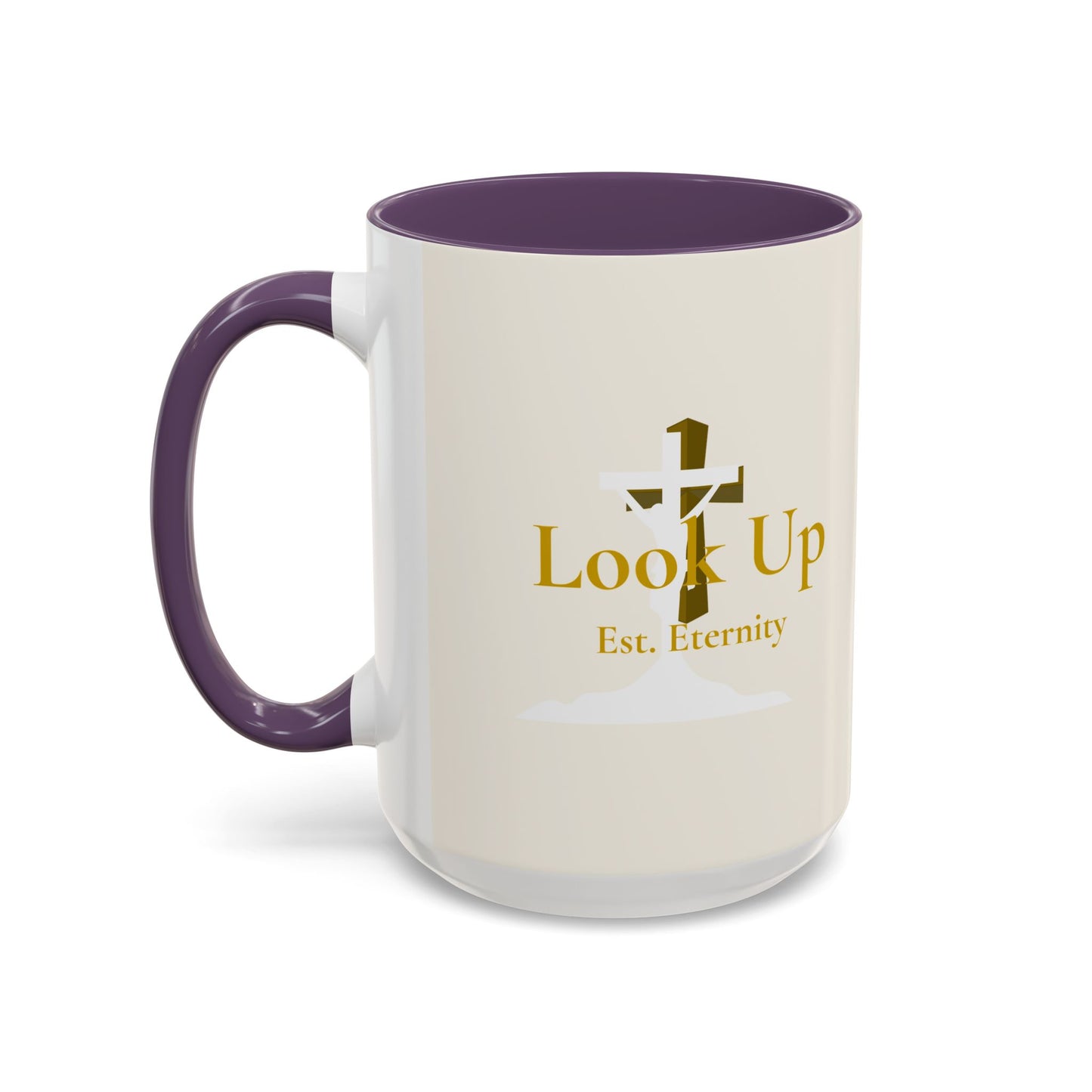 Look Up Est. Eternity Accent Coffee Mug with Cross – 11 oz & 15 oz