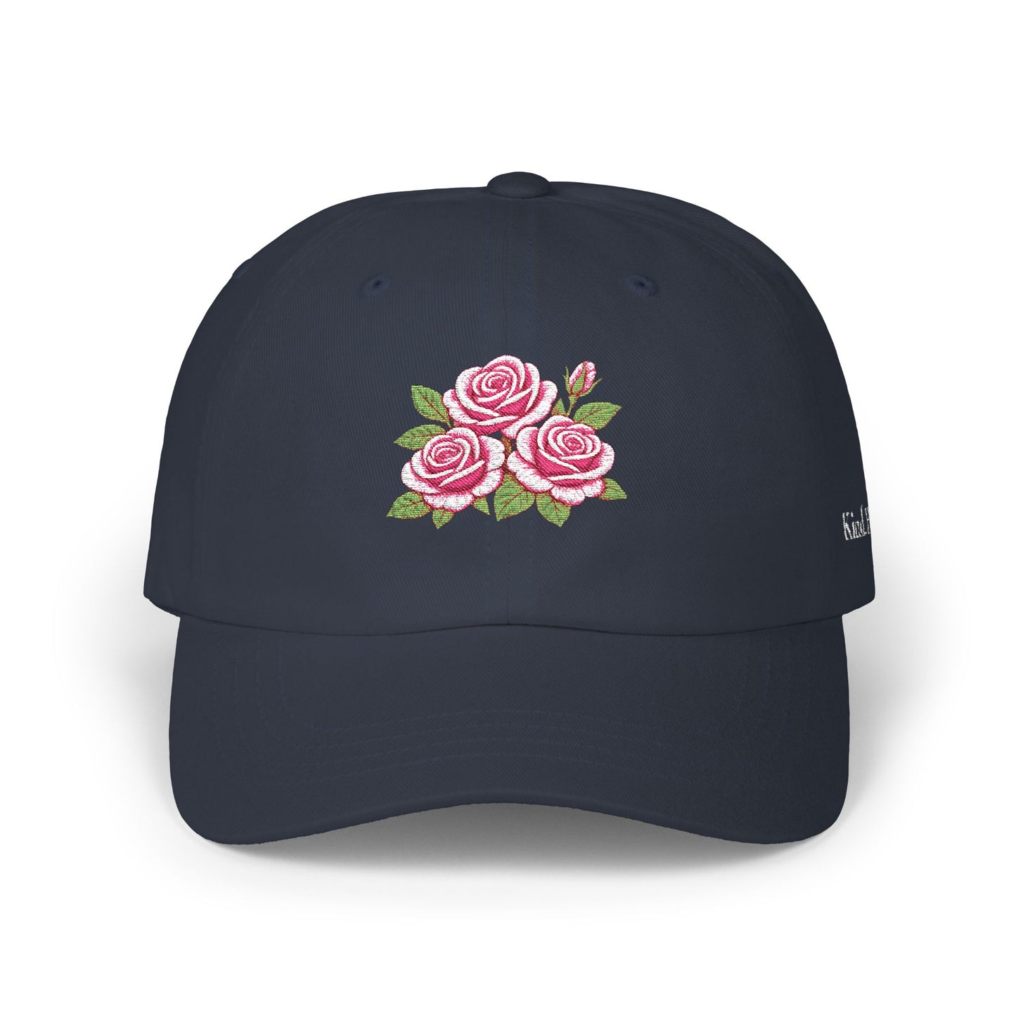 Embroidered Rose Floral Mama Dad Hat with Personalized Side Name