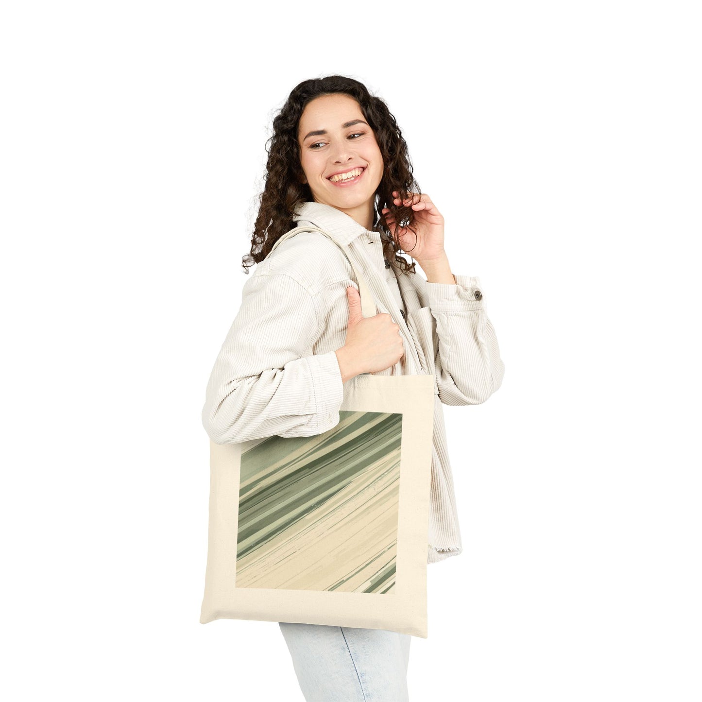 Sea Glass Drift Coastal Tote Bag – Abstract Sage Green Canvas Carryall | Minimalist Ocean Wave Everyday Tote