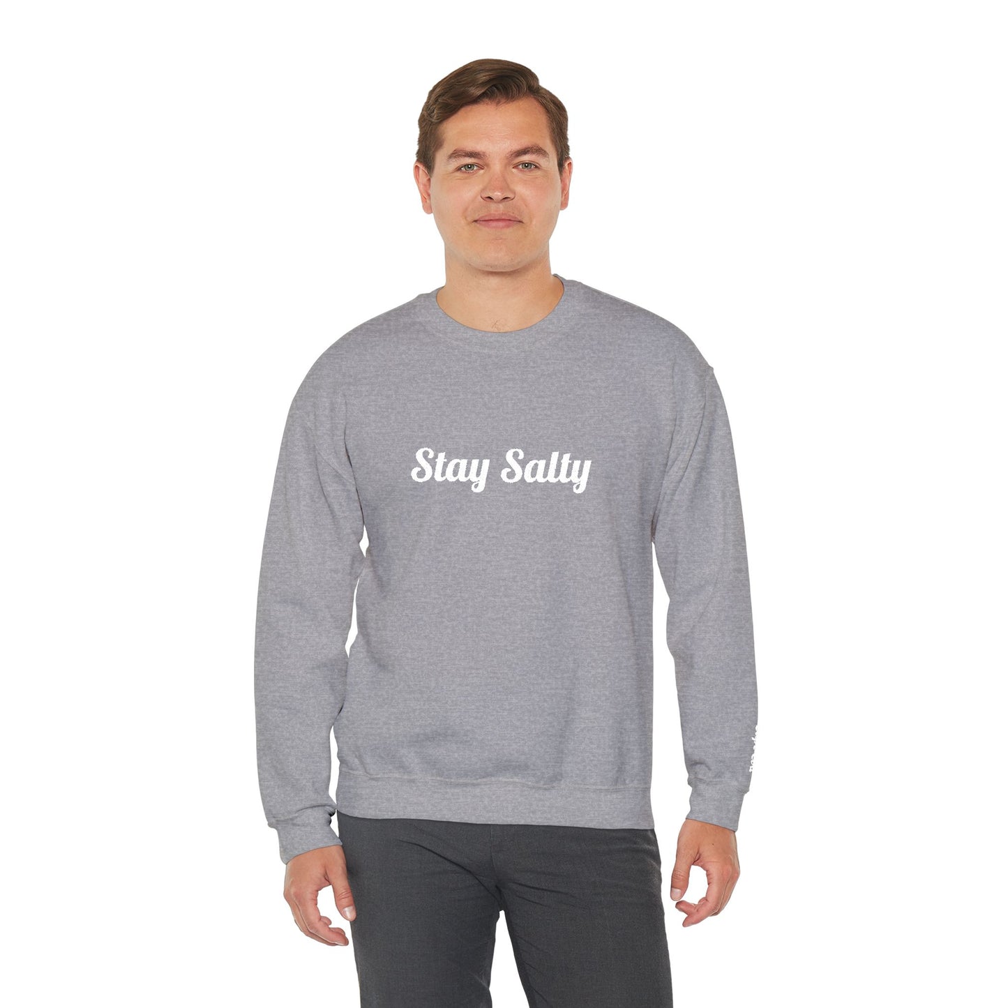 Personalize Embroidered crewneck Sweatshirt — Use your own words on front and left sleeve