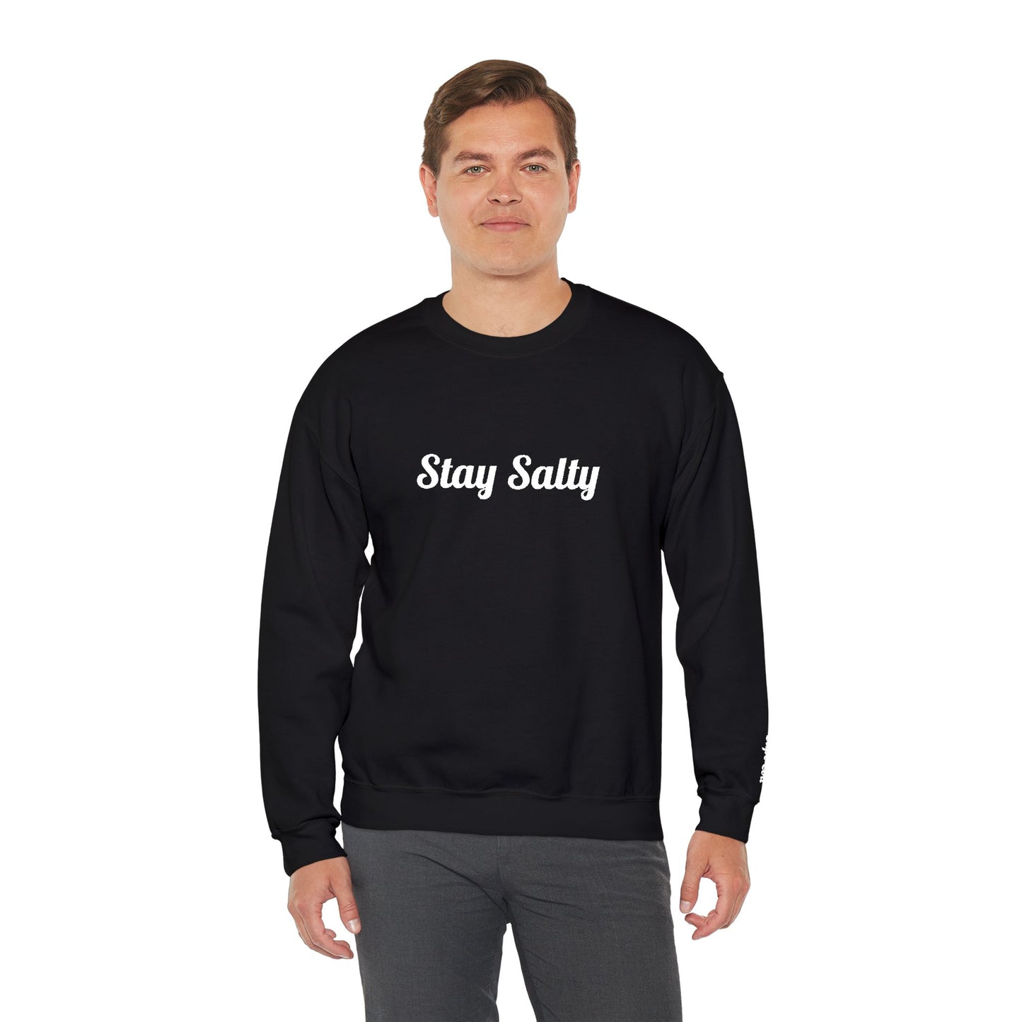 Personalize Embroidered crewneck Sweatshirt — Use your own words on front and left sleeve
