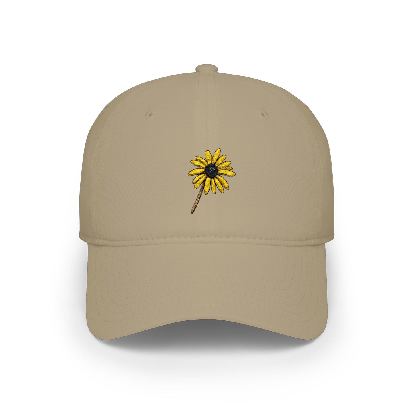 Black-Eyed Susan Mom Cap — Low Profile Baseball Hat, with Embroidered flower front and Mom text back