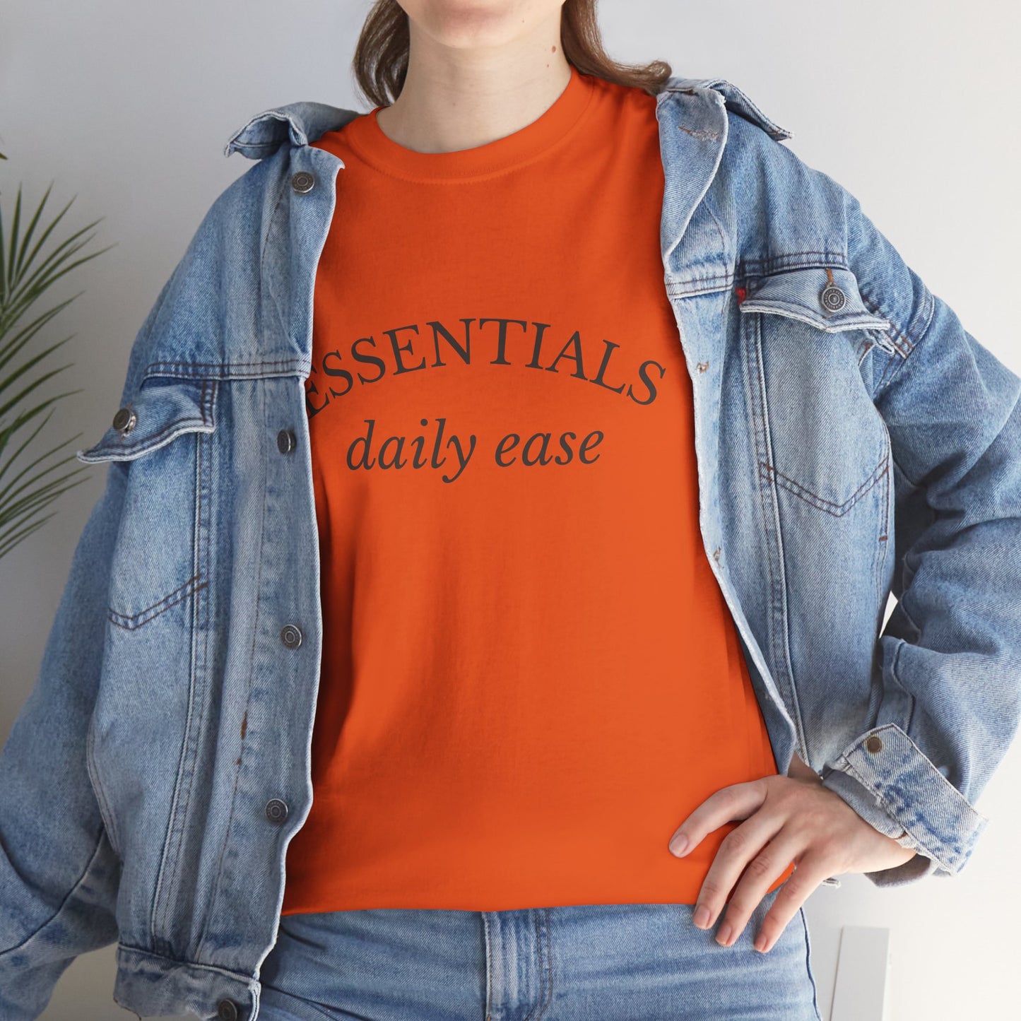 Essentials Embroidered Unisex Heavy Cotton Tee | Daily Ease Curved Text T-Shirt | Minimalist Everyday Shirt