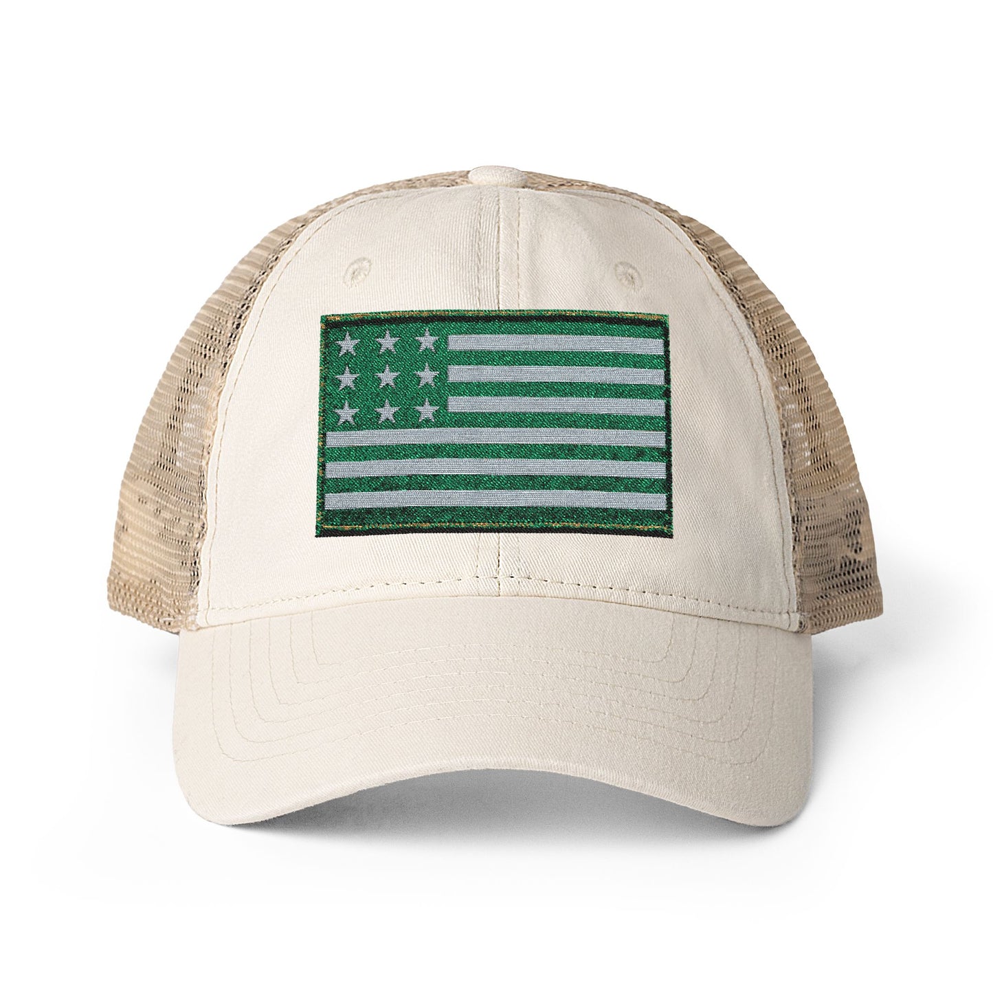 Vintage America Women’s Washed Mesh-Back Cap – Embroidered Heritage Flag Hat