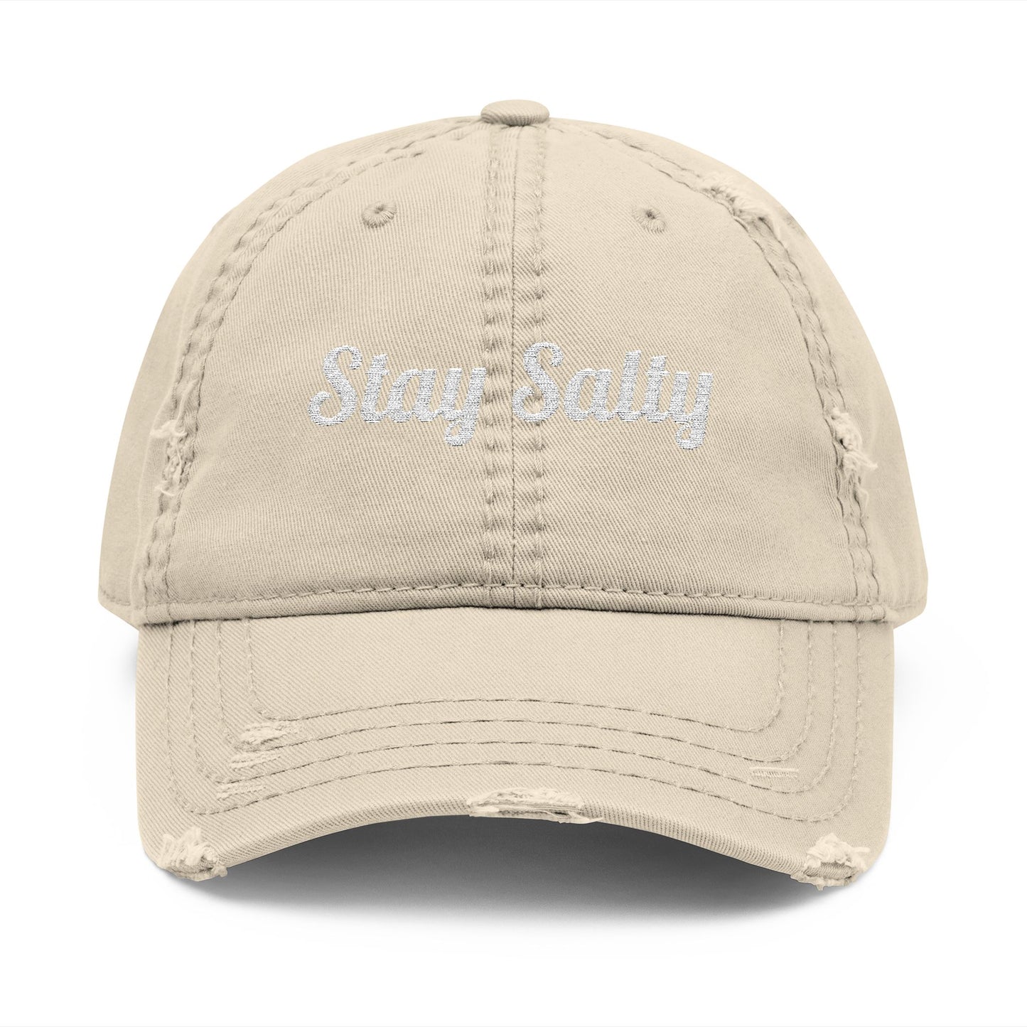Personalized Coastal Embroidered Distressed Dad Hat | Custom Text Vintage Beach Town Cap | 15 Character Embroidery | Unisex Low Profile Hat