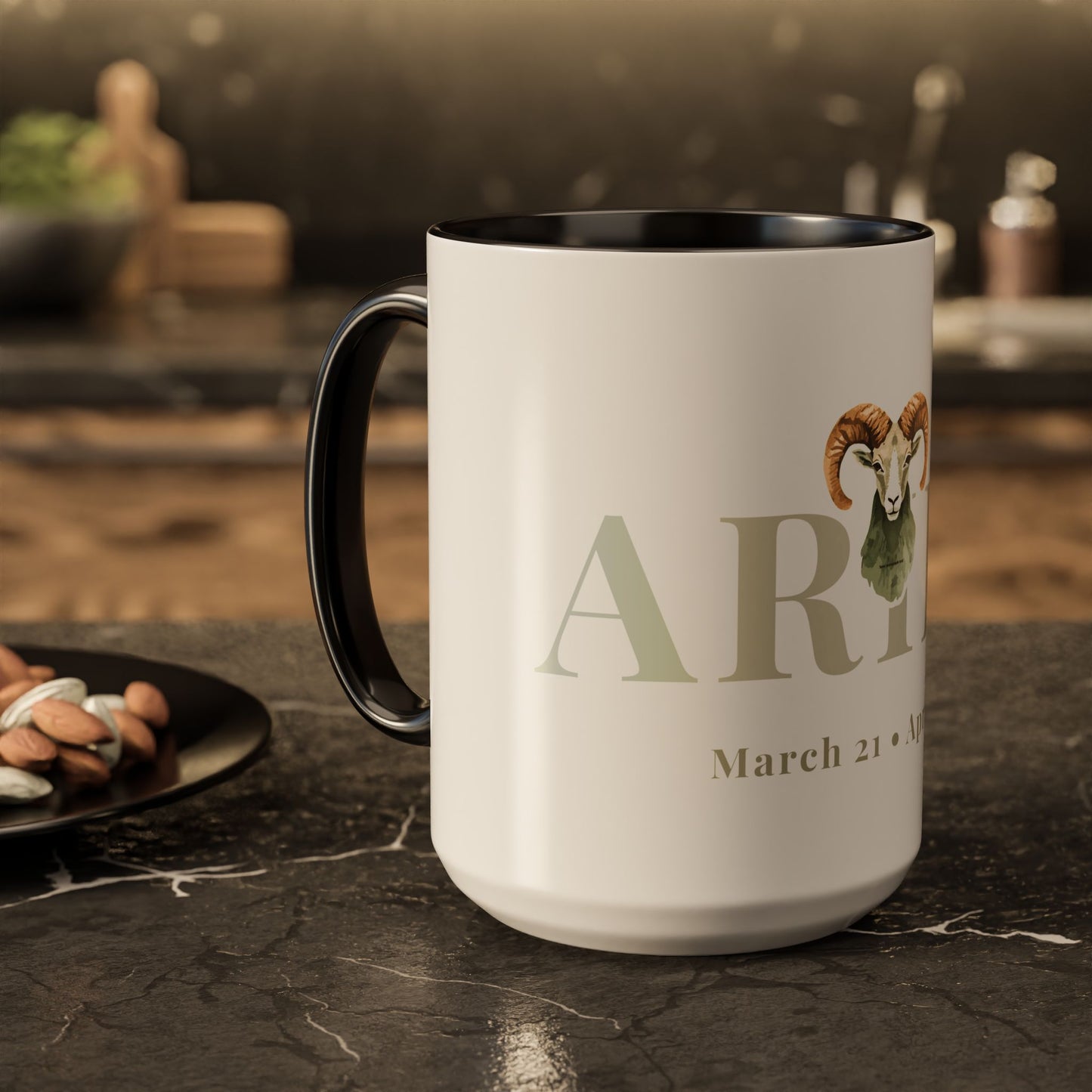 Aries Zodiac Mug - March 21 - April 19 Astrology Coffee Cup - Ram Zodiac Sign Mug - 15 oz.