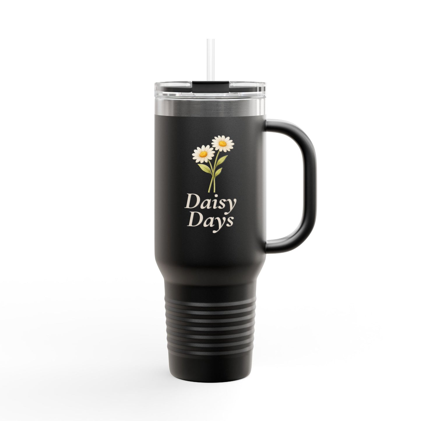 Daisy Days 40 oz Insulated Travel Mug | Floral Tumbler with Handle
