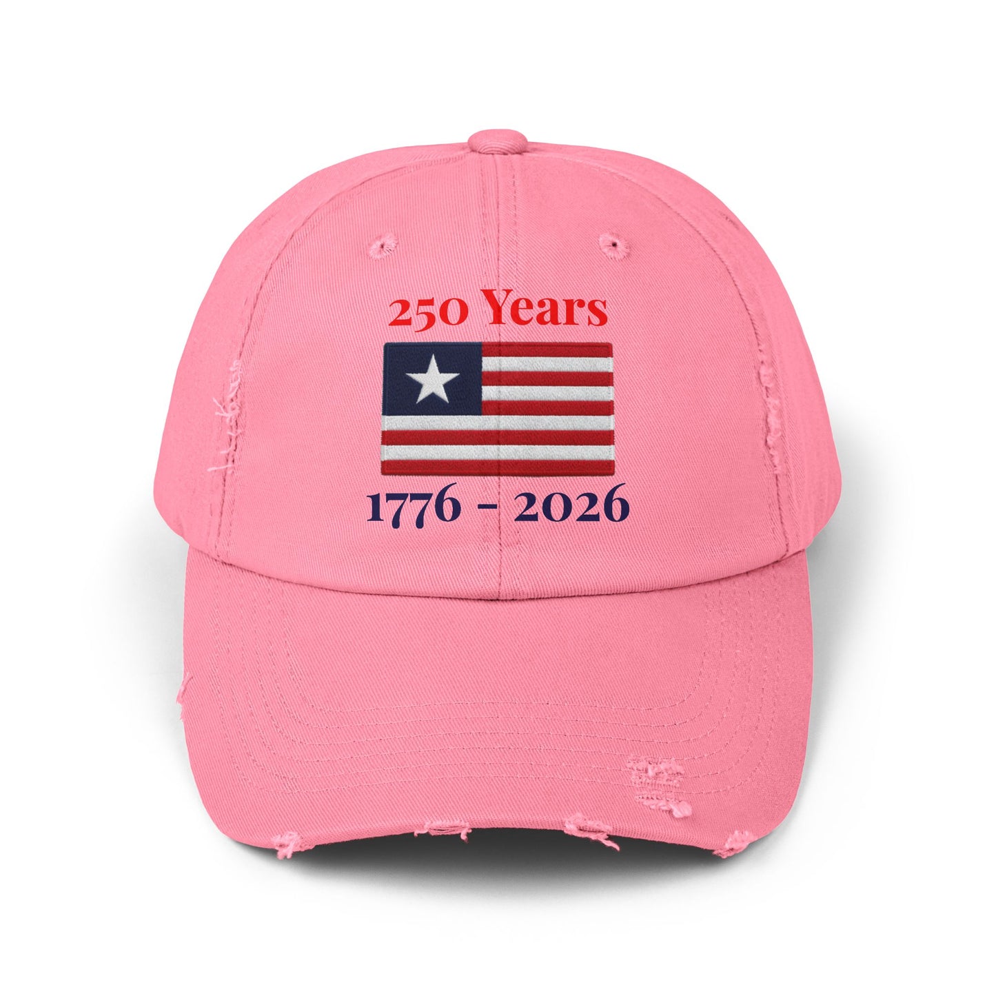 USA 250 Years Embroidered Distressed Dad Cap | 1776–2026 Patriotic Flag Hat