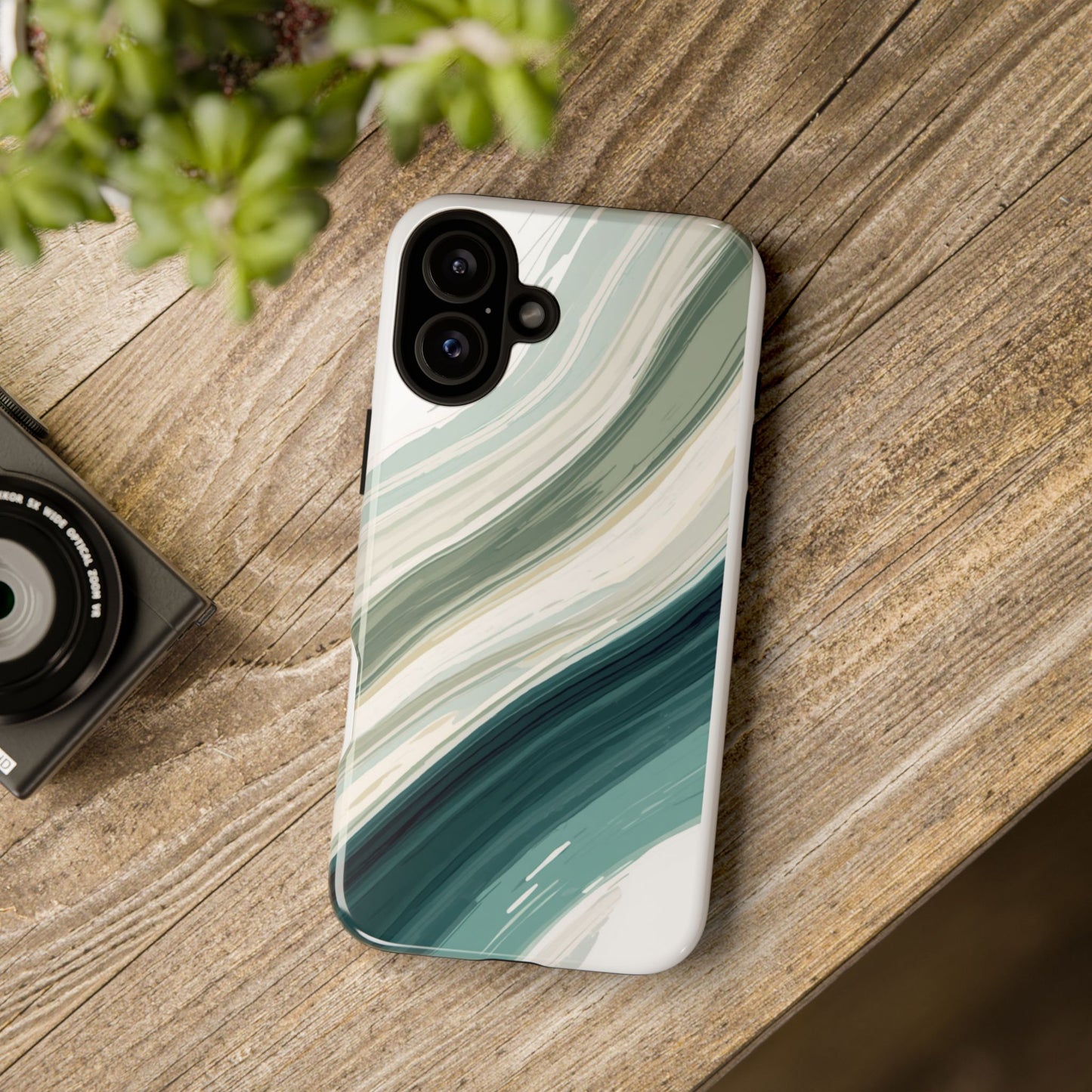 Sea Glass Drift Phone Case – Coastal Abstract Ocean Waves iPhone Case | Sage Green Minimalist Protective Cover