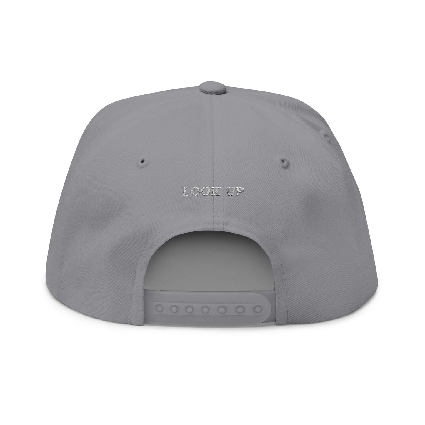 Christian Fish Embroidered Flat Bill Cap — "Look Up" Snapback