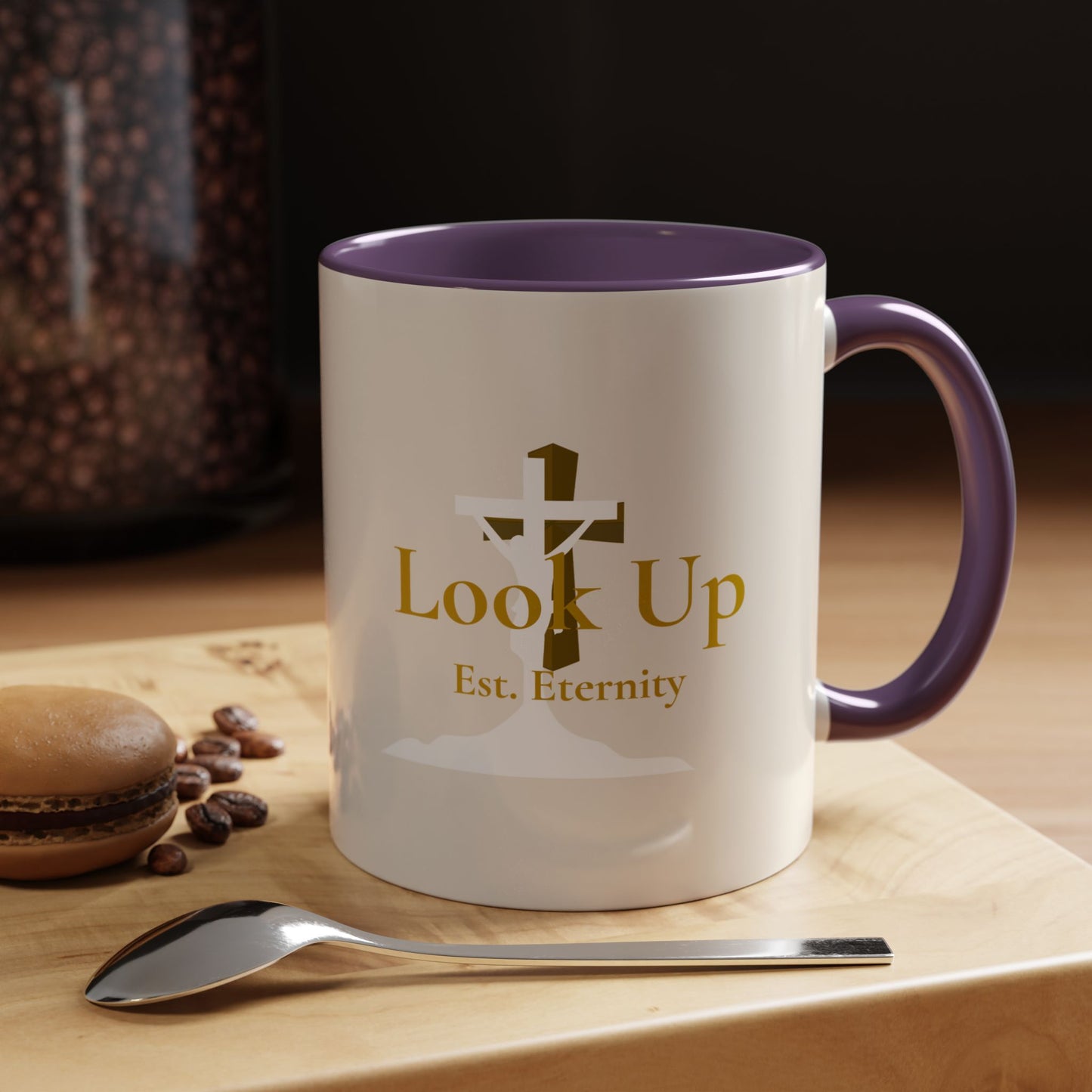 Look Up Est. Eternity Accent Coffee Mug with Cross – 11 oz & 15 oz