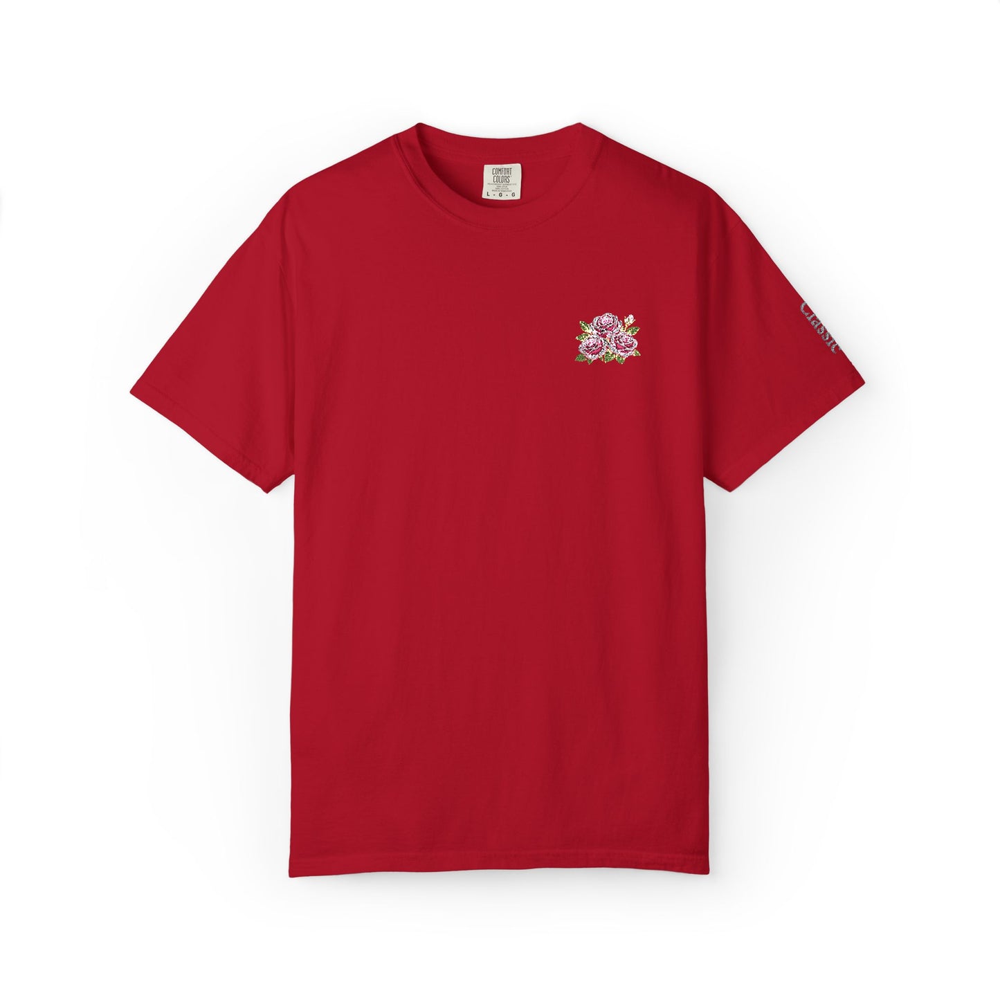 Simple Rose Bouquet Embroidered T-Shirt with Sleeve Detail