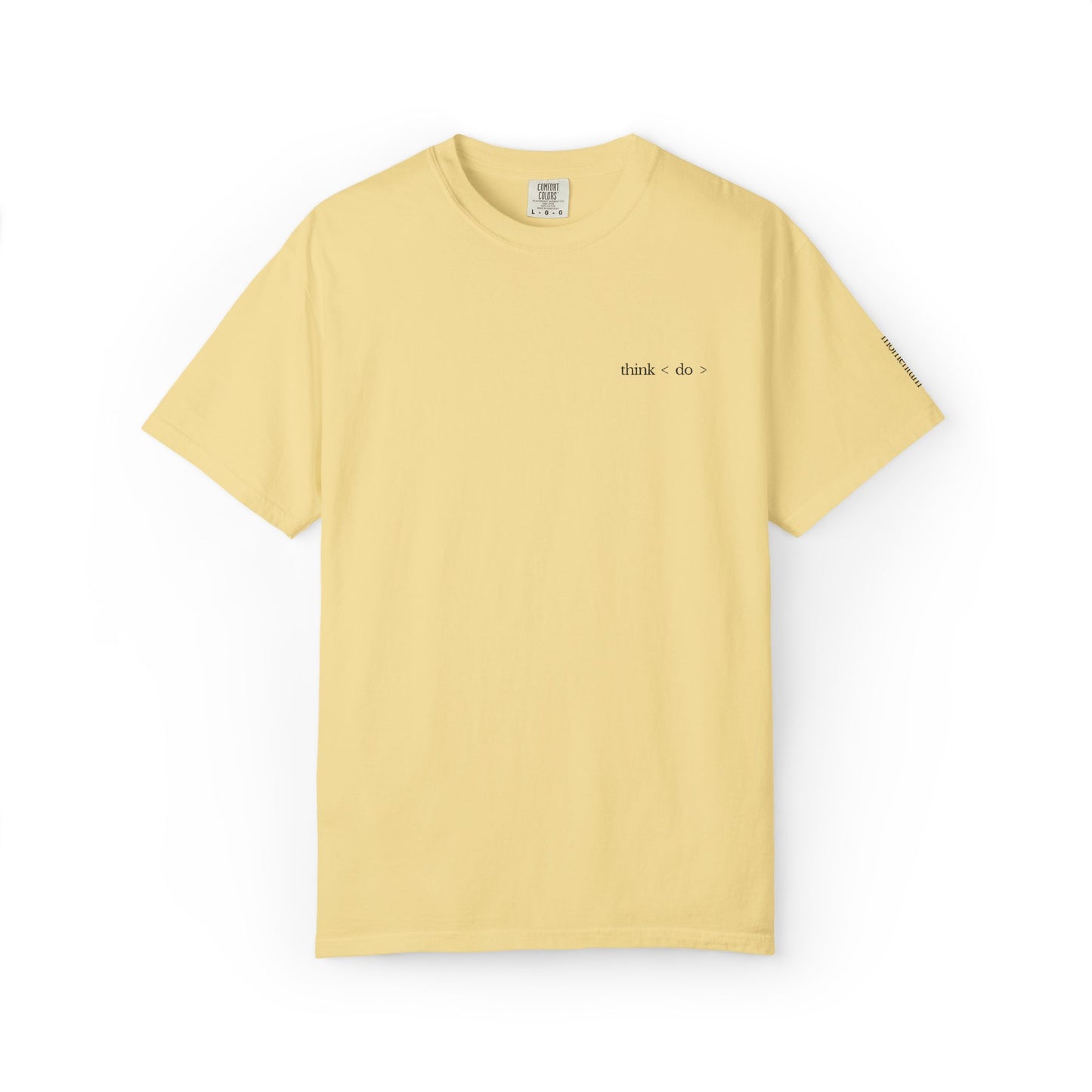 think < do > Embroidered Unisex T-Shirt | Espresso Thread with Momentum Sleeve Detail | Minimalist Everyday Tee