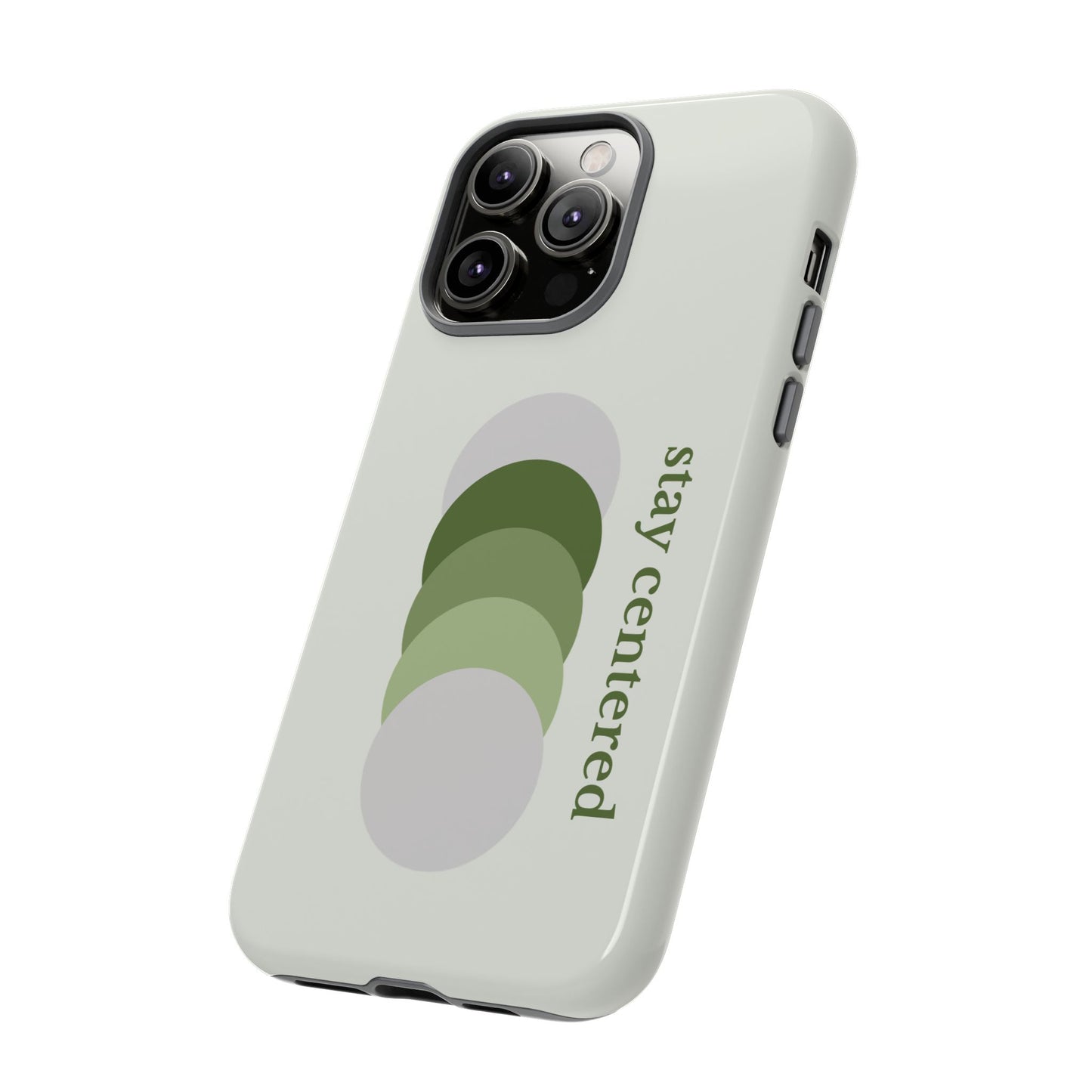 Stay Centered Minimalist Phone Case – Sage Green Wellness Aesthetic iPhone Case | Modern Neutral Protective Cover