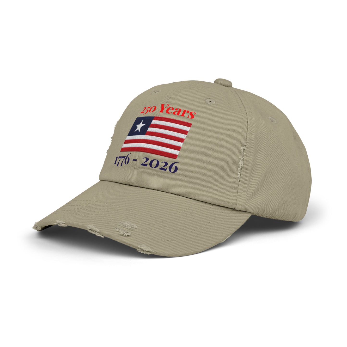 USA 250 Years Embroidered Distressed Dad Cap | 1776–2026 Patriotic Flag Hat